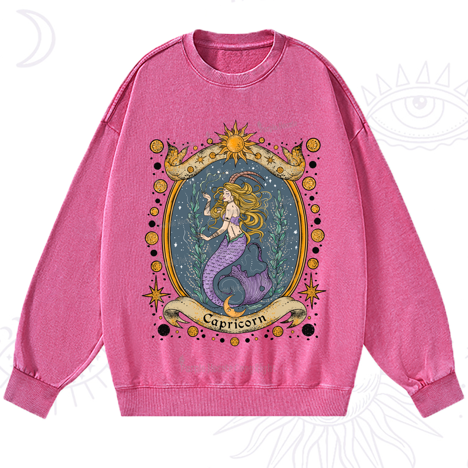 Purplehecate Celestial Capricorn Zodiac Washed Sweatshirt