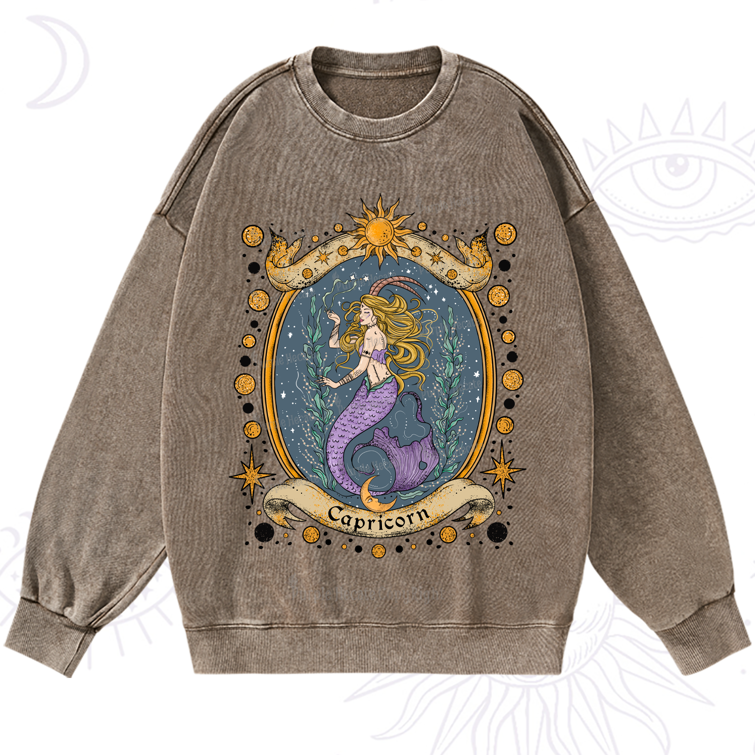 Purplehecate Celestial Capricorn Zodiac Washed Sweatshirt