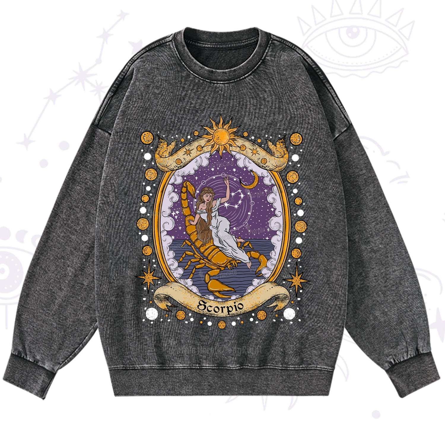 Purplehecate Celestial Scorpio Zodiac Washed Sweatshirt