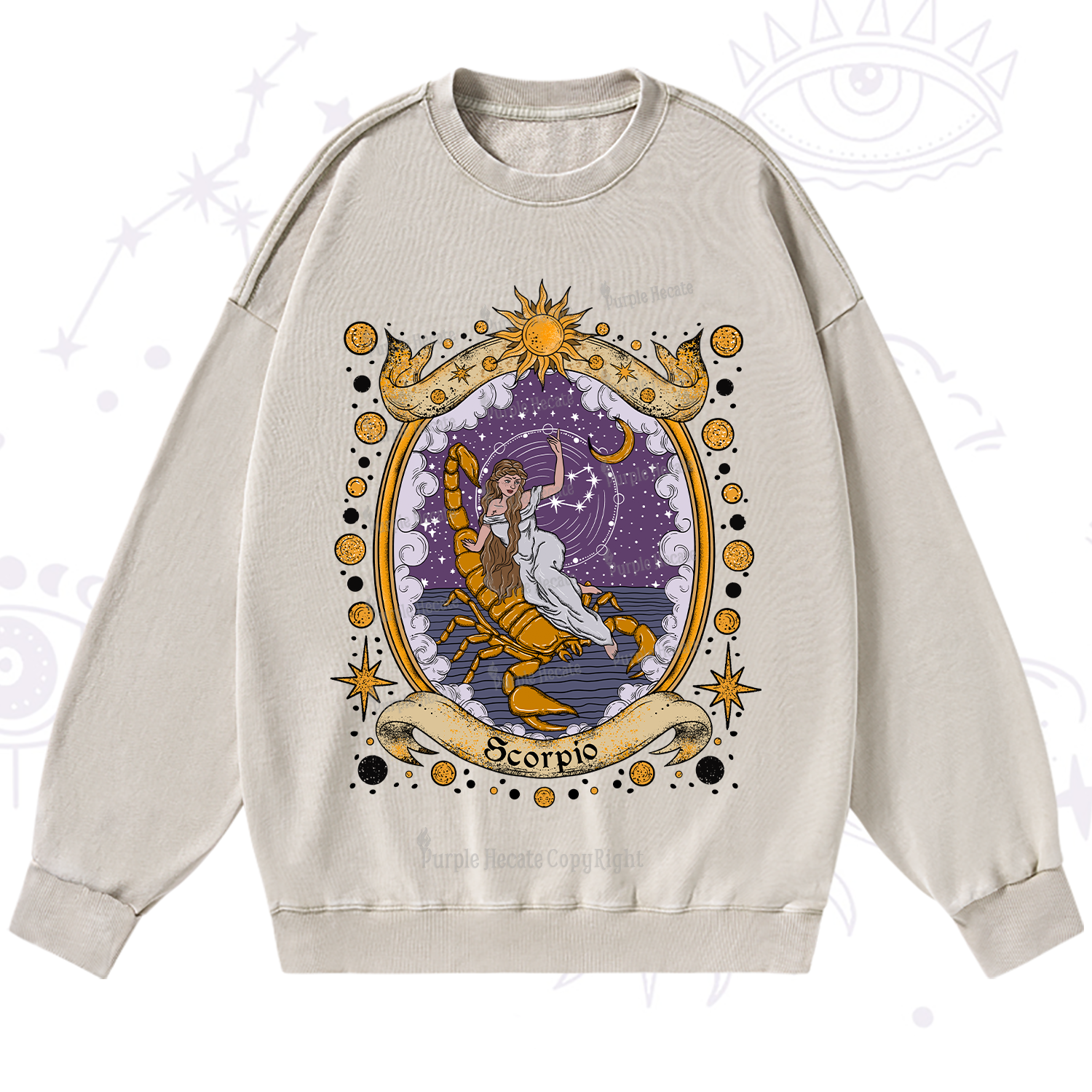 Purplehecate Celestial Scorpio Zodiac Washed Sweatshirt