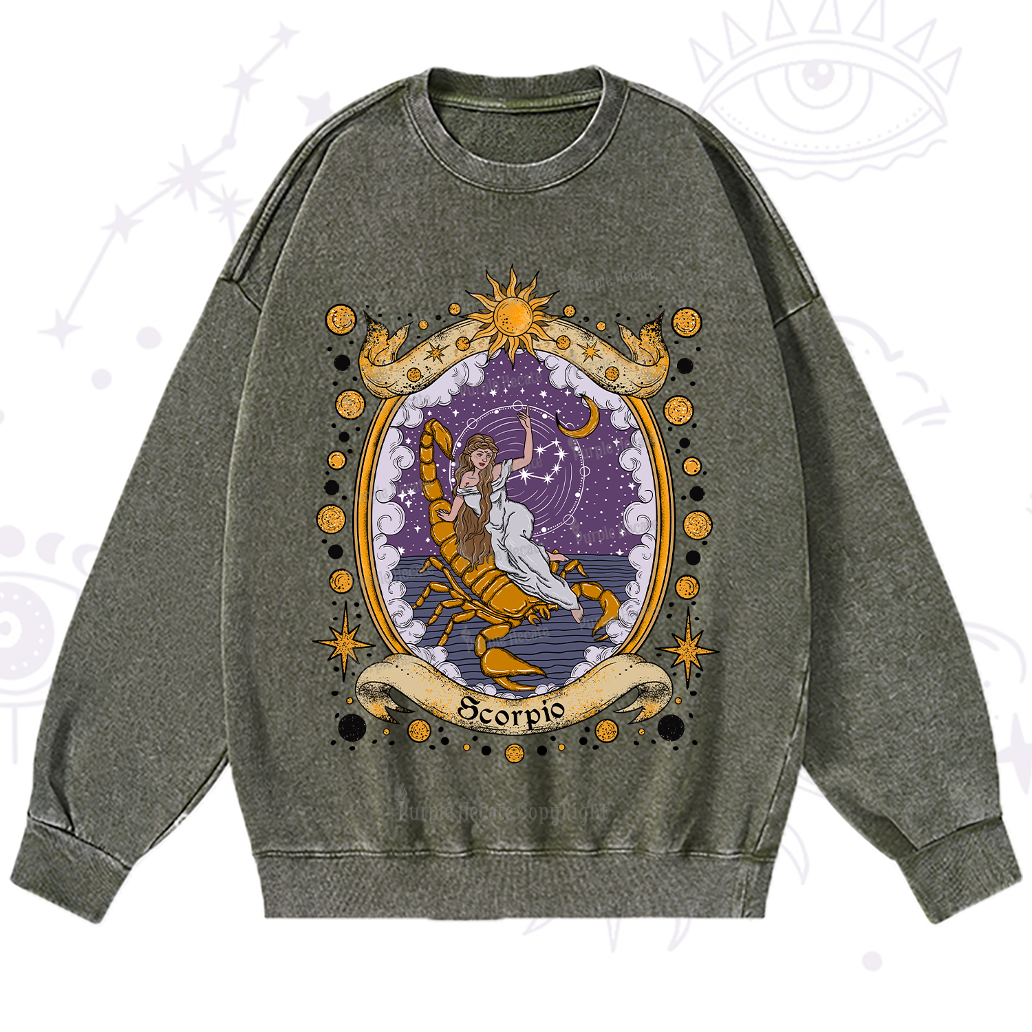 Purplehecate Celestial Scorpio Zodiac Washed Sweatshirt