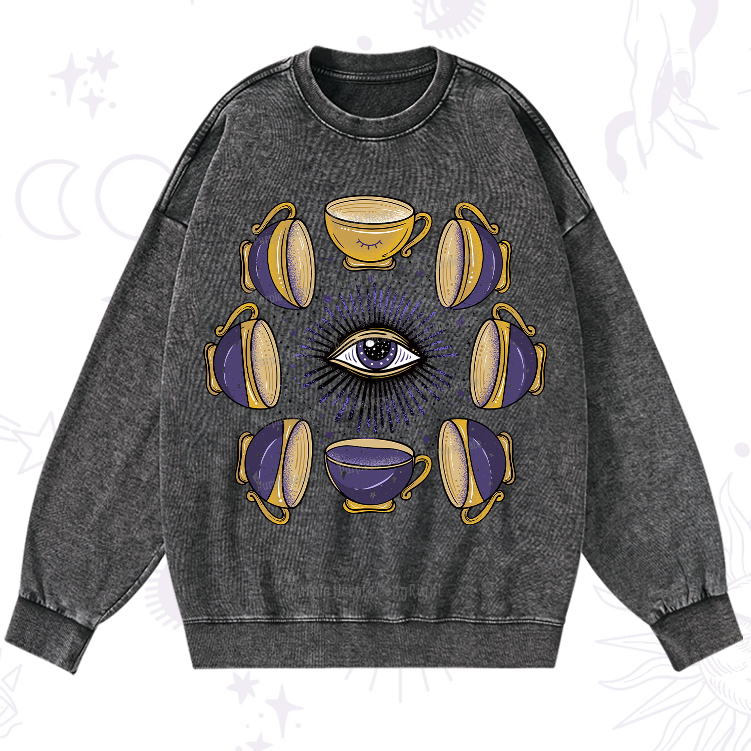 Purplehecate Moon Phase Coffee Lover Washed Sweatshirt