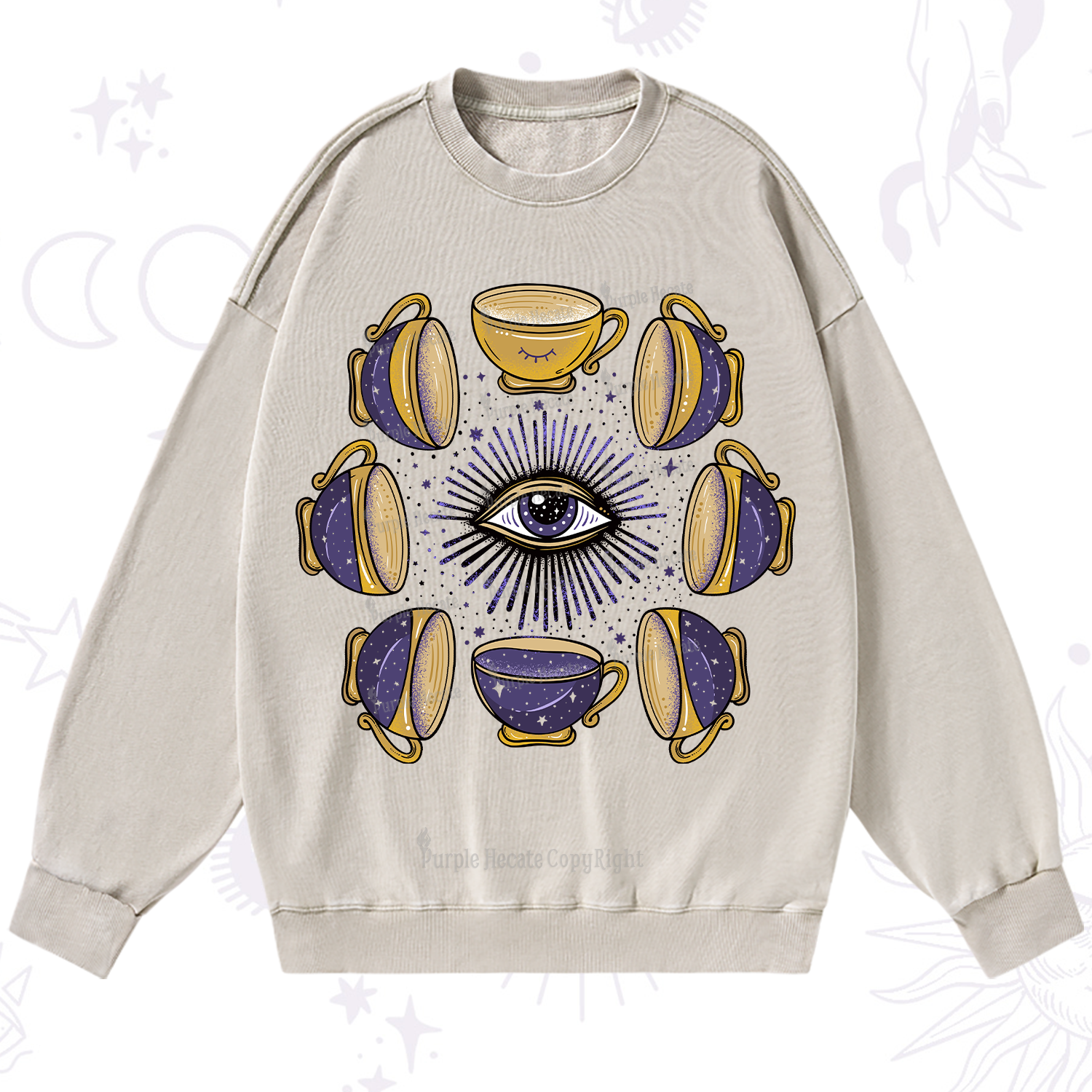Purplehecate Moon Phase Coffee Lover Washed Sweatshirt