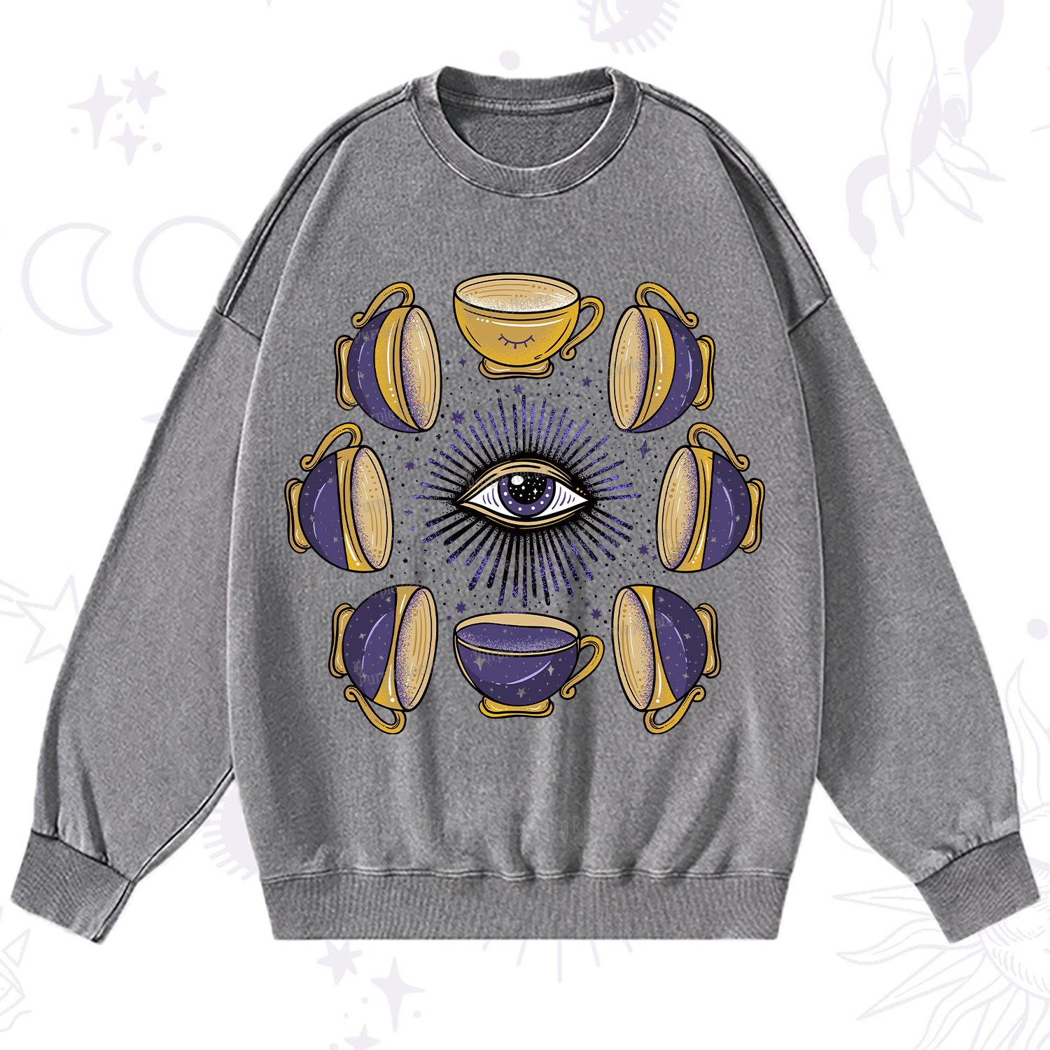 Purplehecate Moon Phase Coffee Lover Washed Sweatshirt