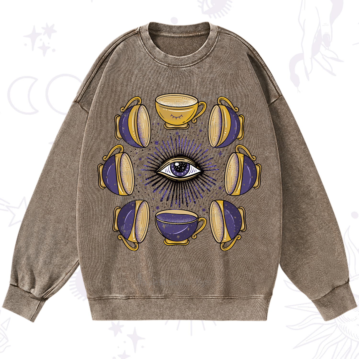 Purplehecate Moon Phase Coffee Lover Washed Sweatshirt