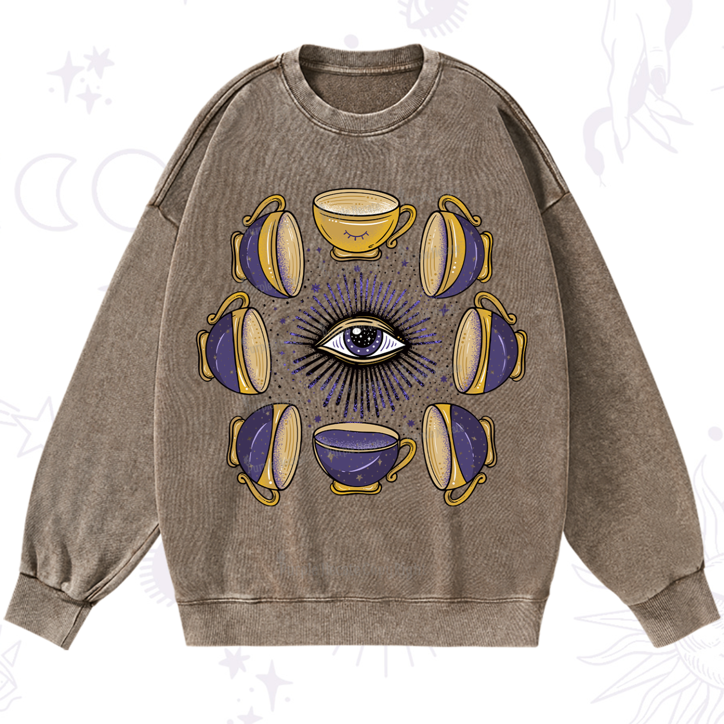 Purplehecate Moon Phase Coffee Lover Washed Sweatshirt