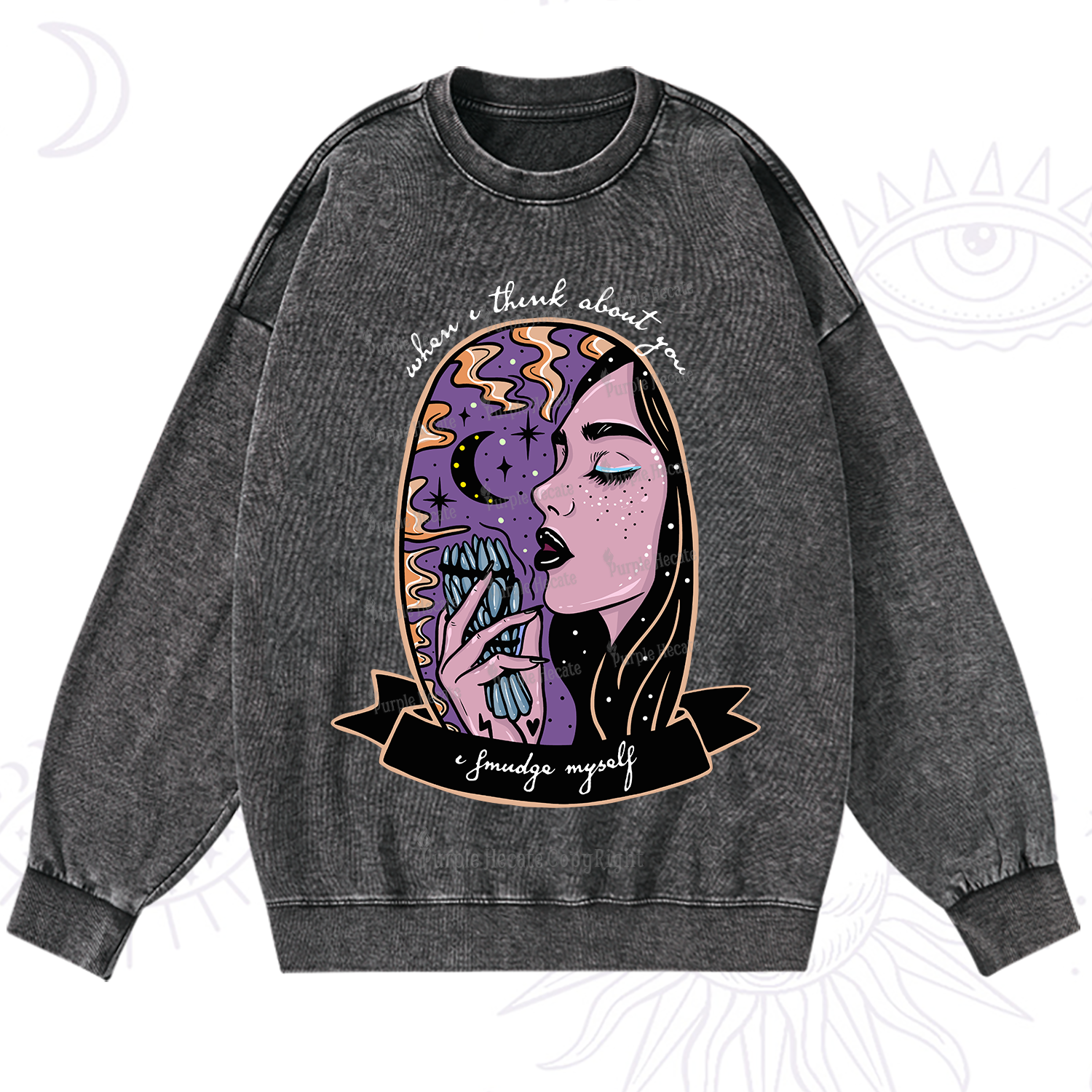 Purplehecate When I Think About You Washed Sweatshirt