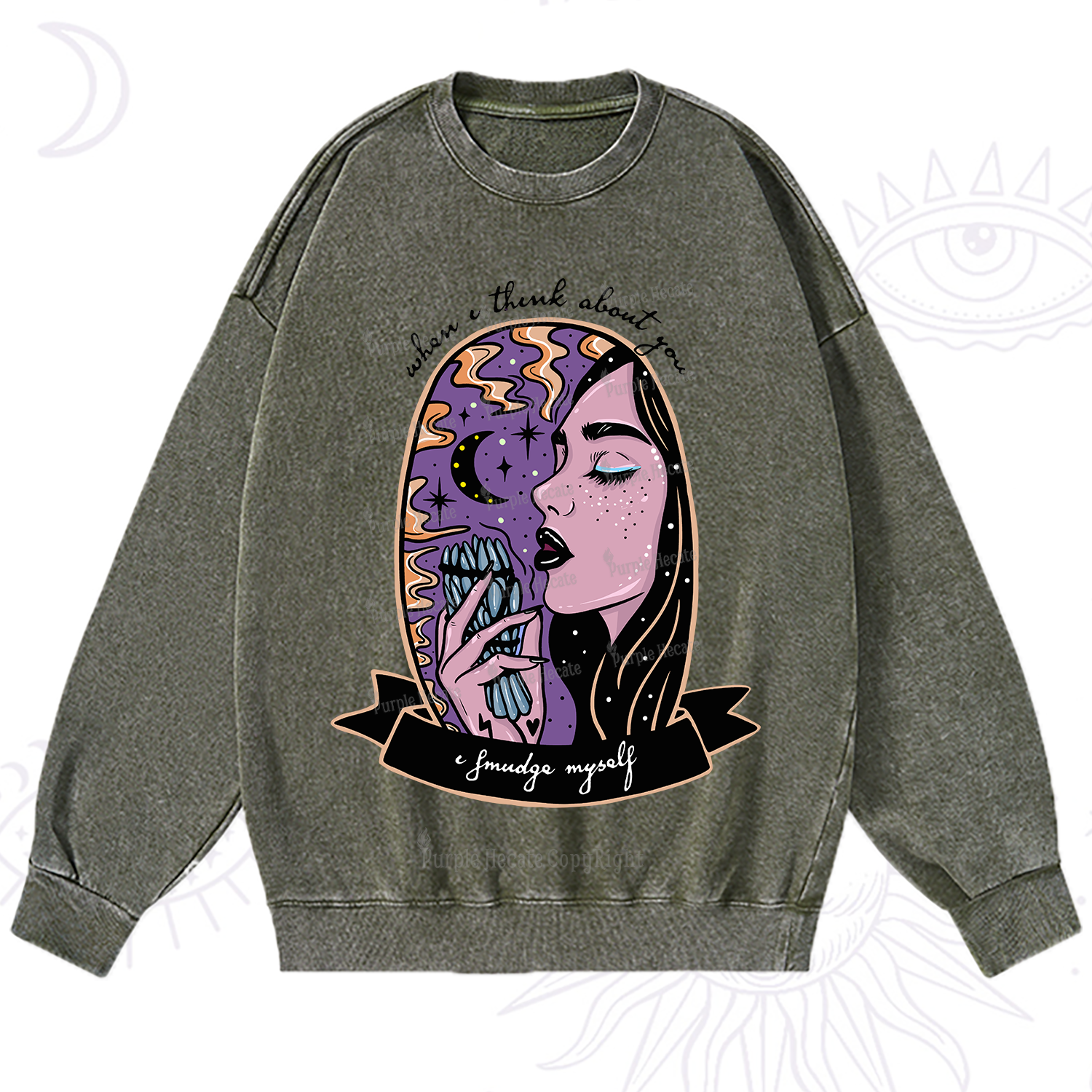 Purplehecate When I Think About You Washed Sweatshirt