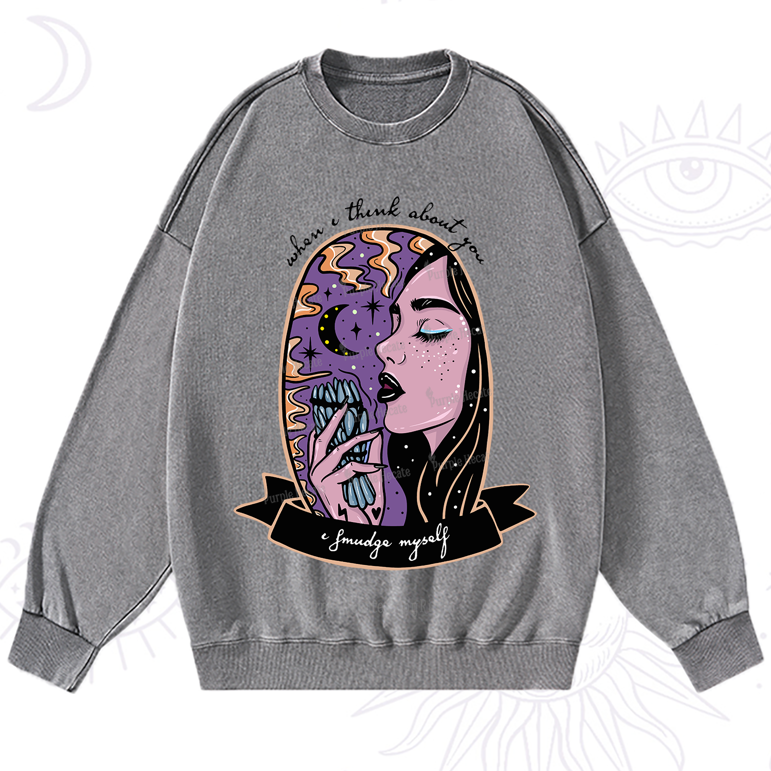 Purplehecate When I Think About You Washed Sweatshirt