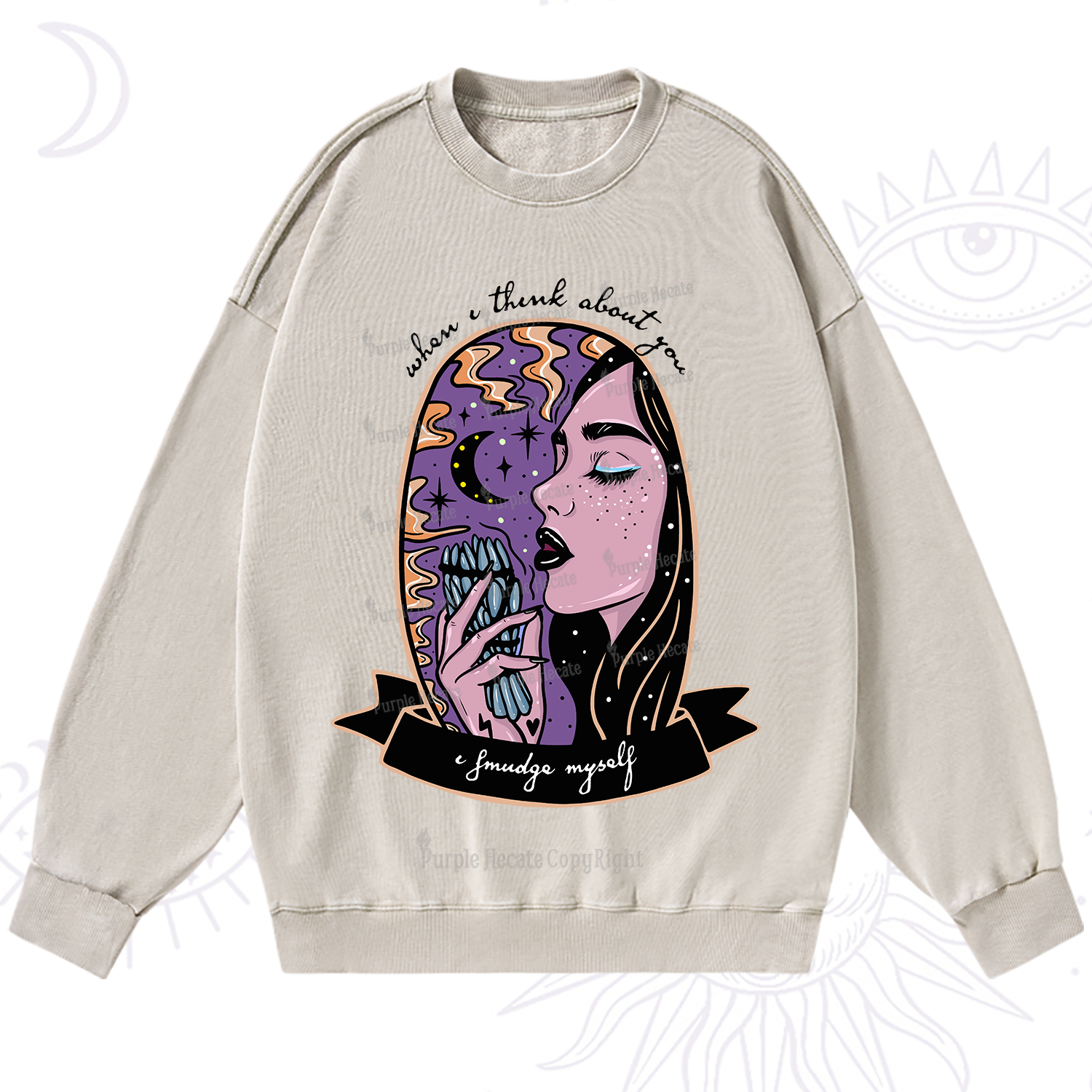Purplehecate When I Think About You Washed Sweatshirt