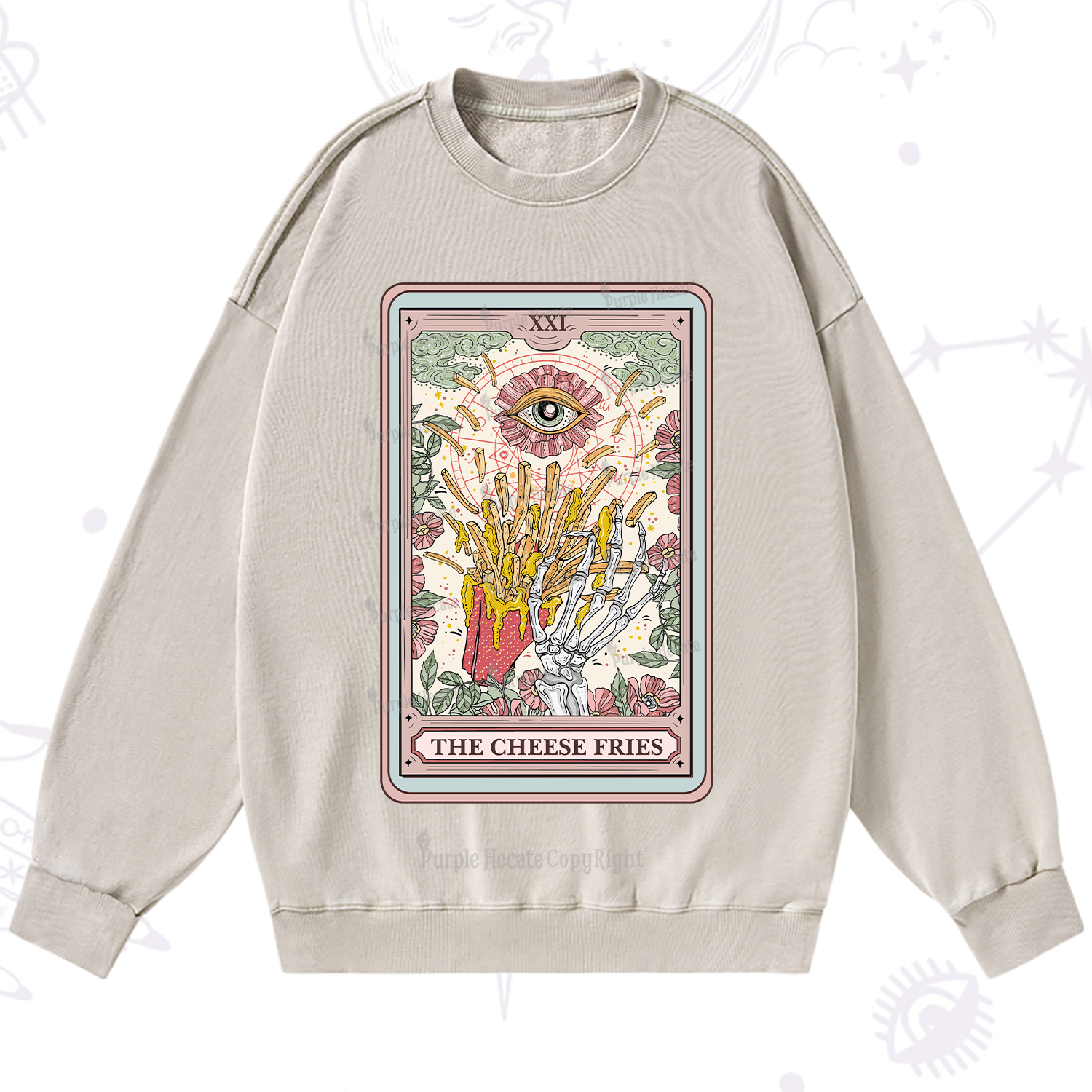 Purplehecate The Cheese Fries Tarot Washed Sweatshirt