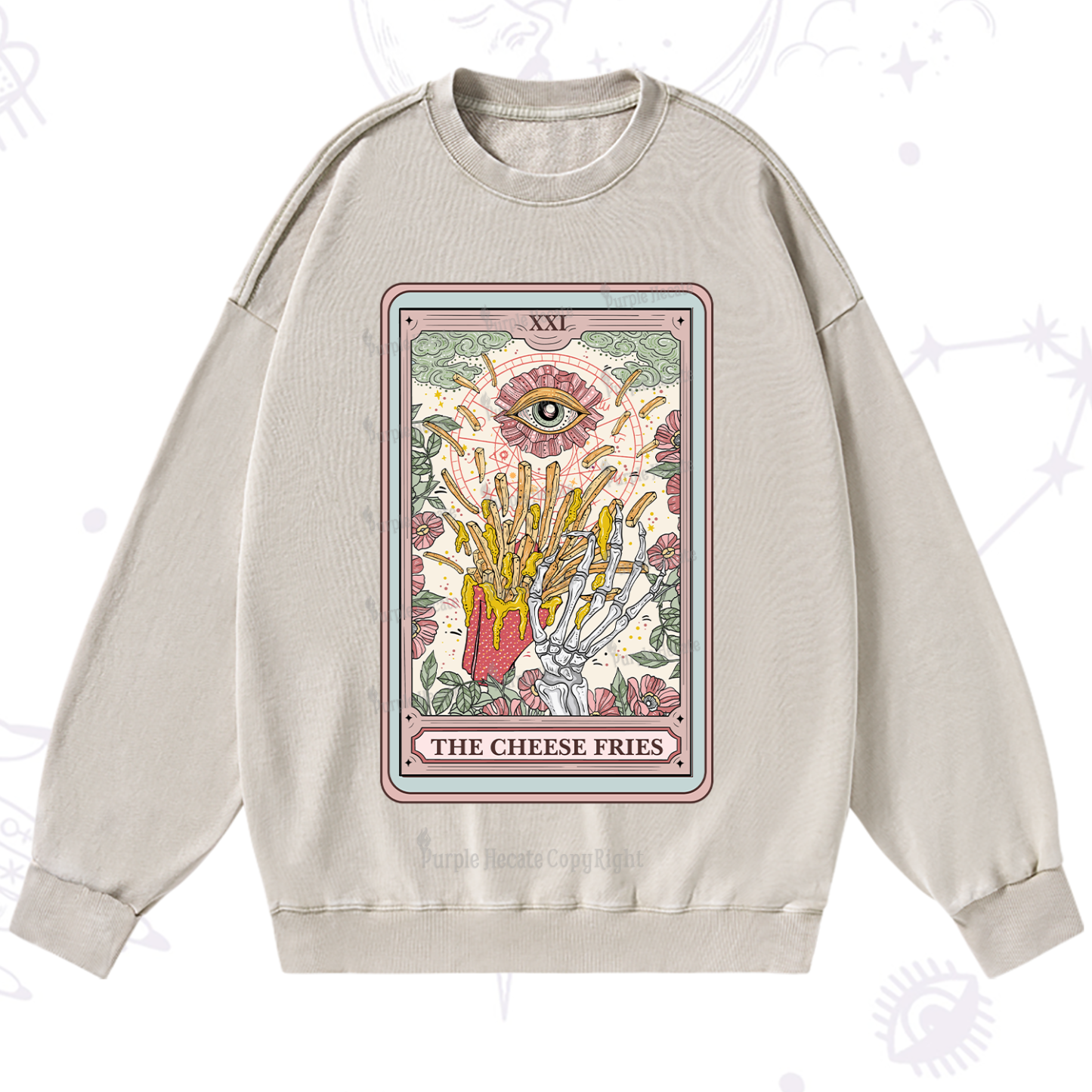 Purplehecate The Cheese Fries Tarot Washed Sweatshirt
