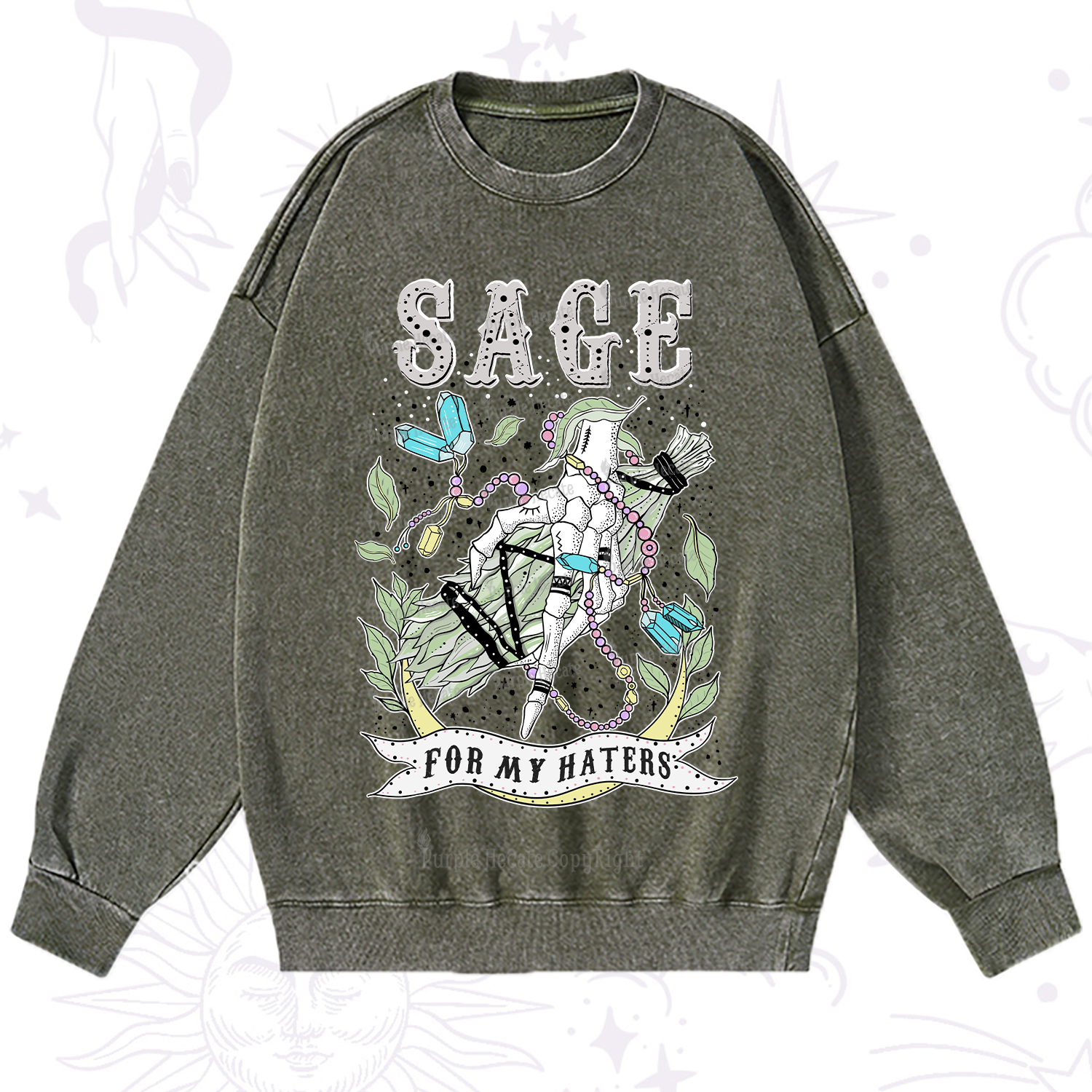 Purplehecate Sage For My Haters Washed Sweatshirt