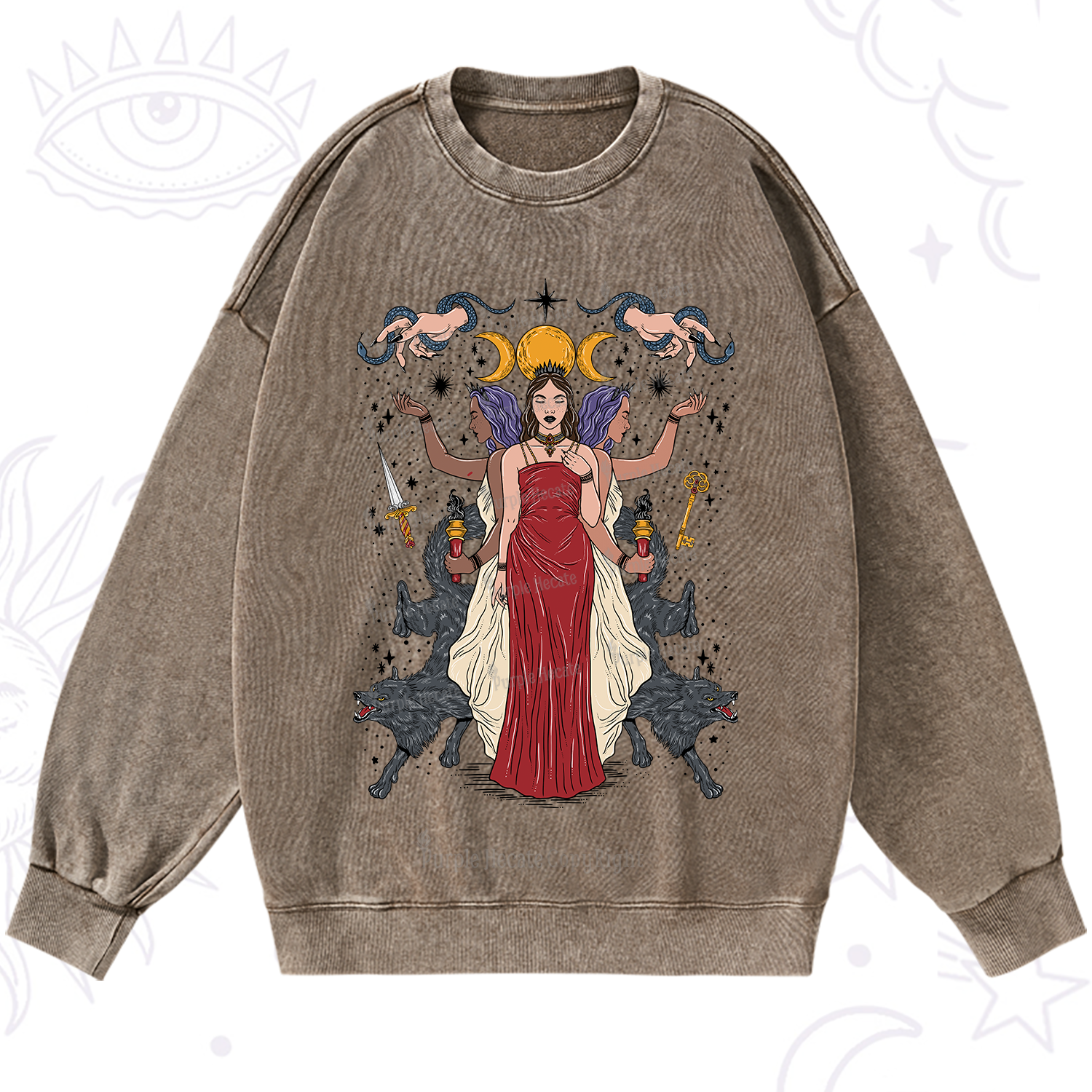 Purplehecate The Triple Goddess Hecate Washed Sweatshirt