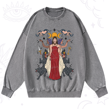 Purplehecate The Triple Goddess Hecate Washed Sweatshirt