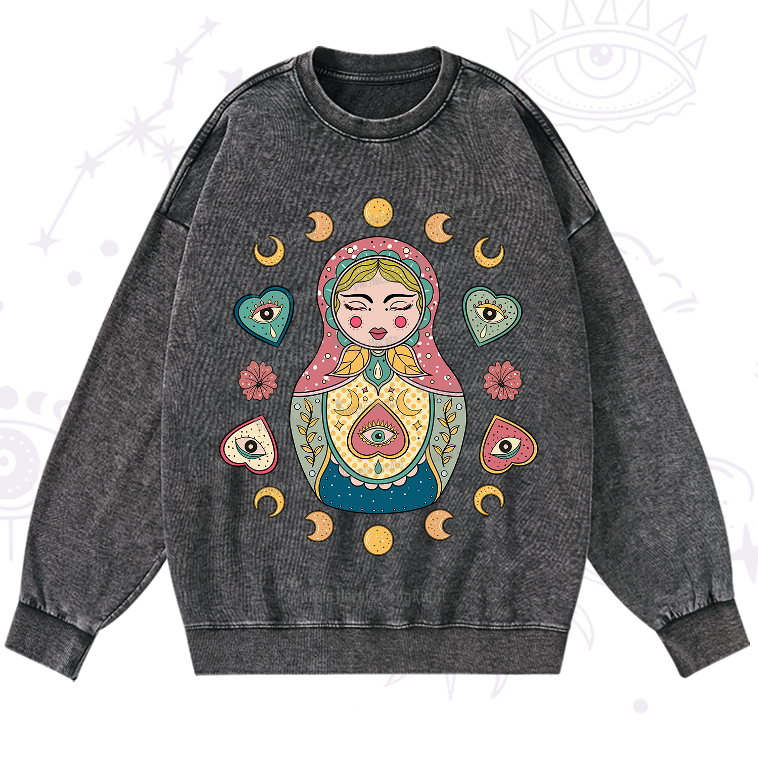 Purplehecate Nesting Doll Washed Sweatshirt