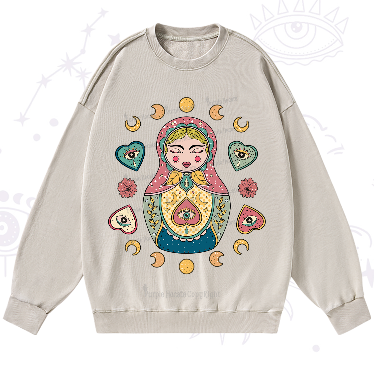 Purplehecate Nesting Doll Washed Sweatshirt