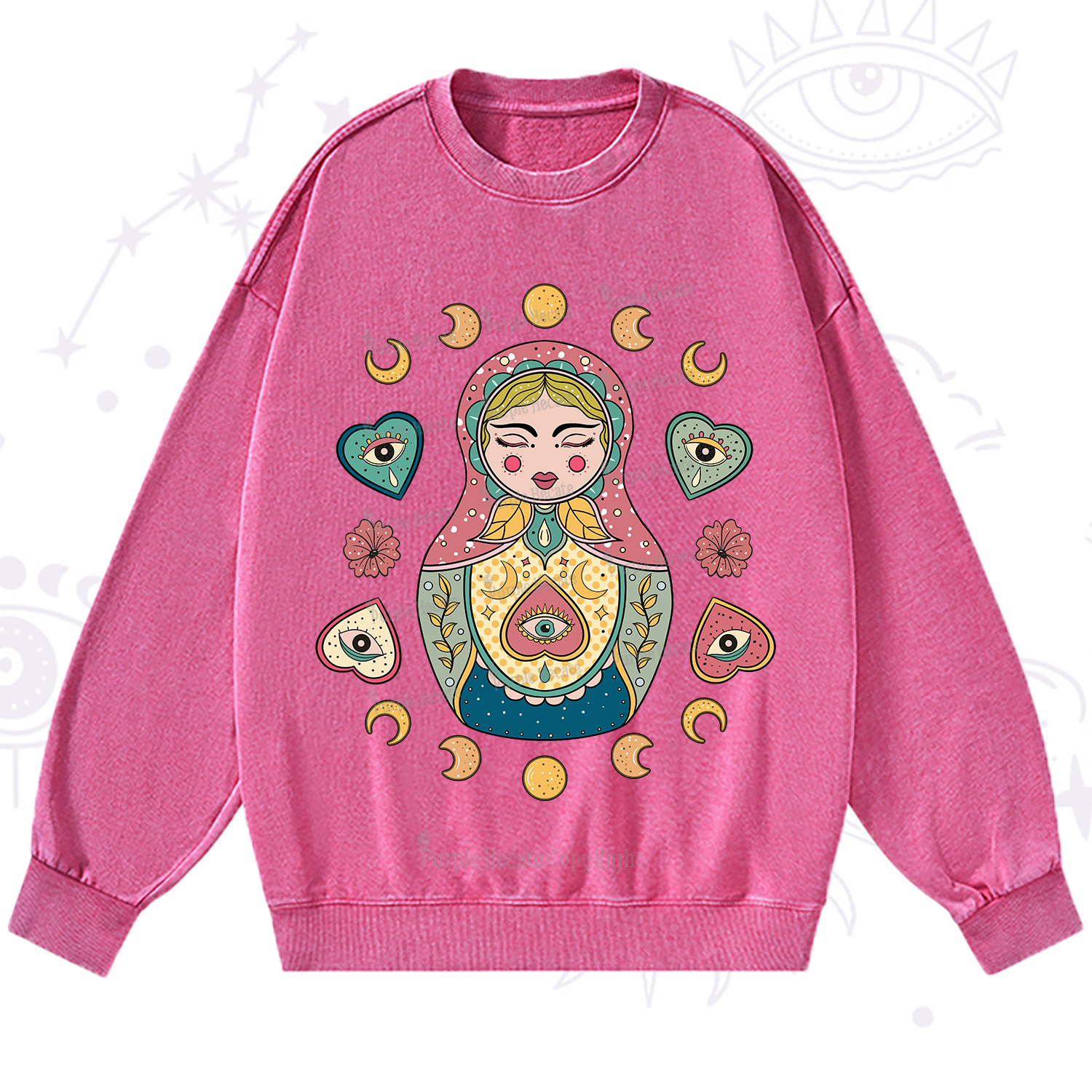 Purplehecate Nesting Doll Washed Sweatshirt