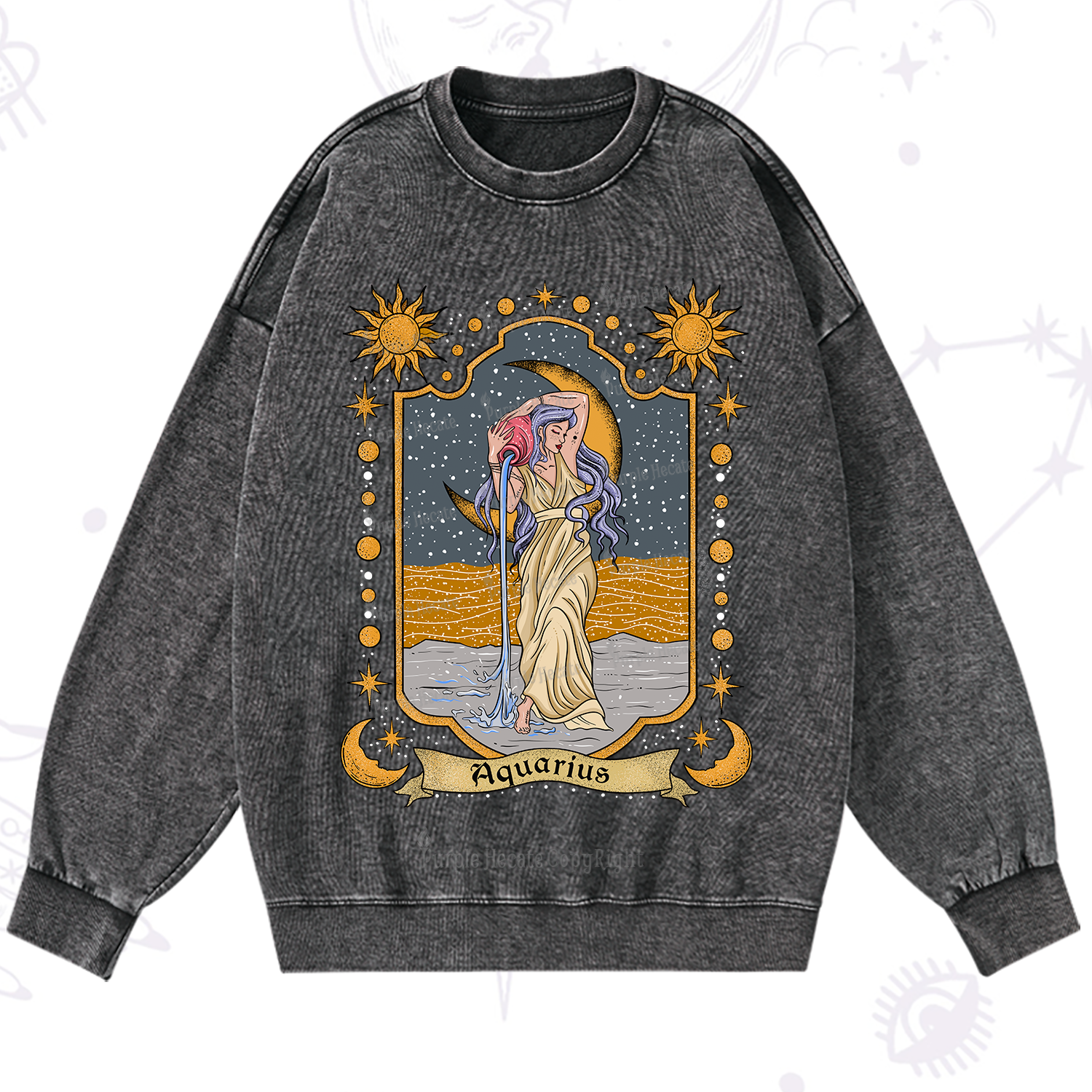 Purplehecate Aquarius Zodiac Washed Sweatshirt