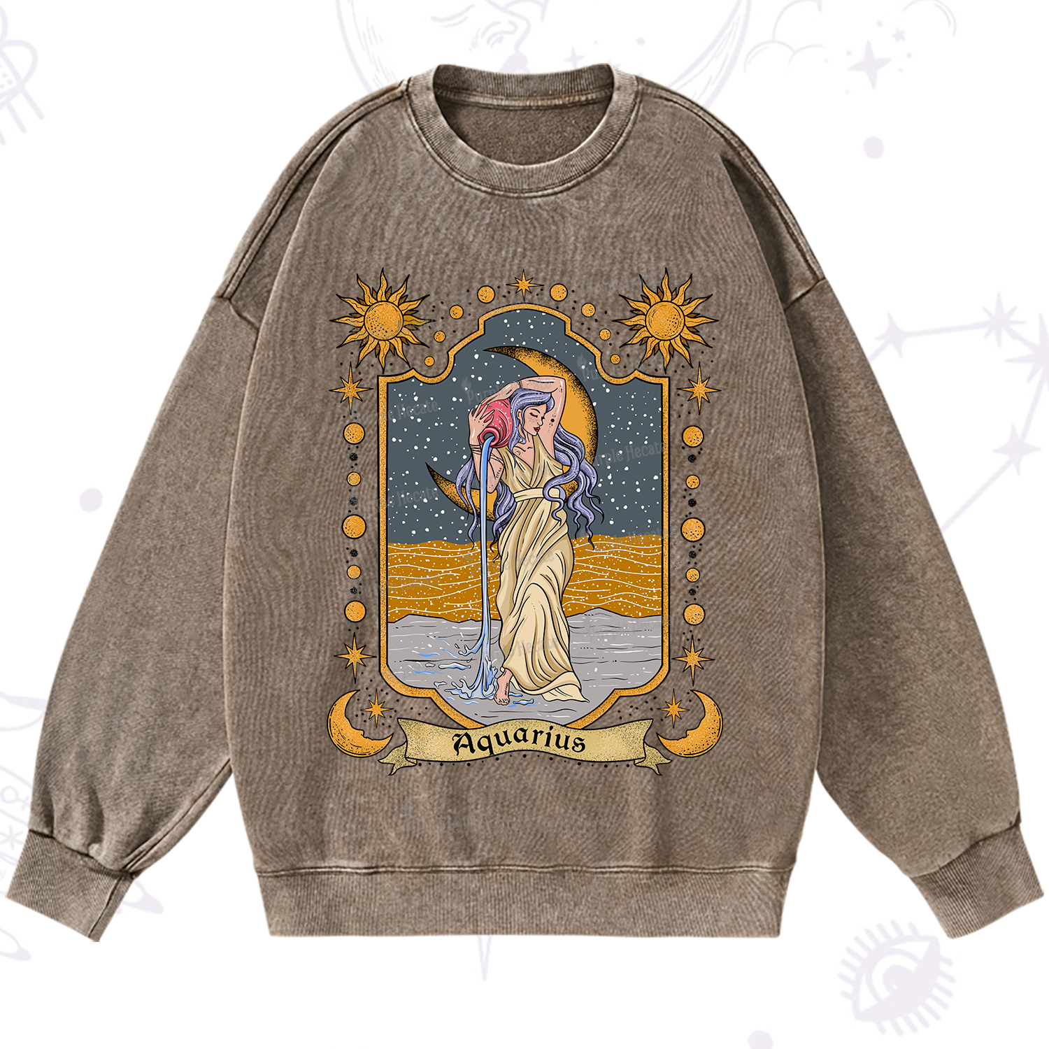 Purplehecate Aquarius Zodiac Washed Sweatshirt