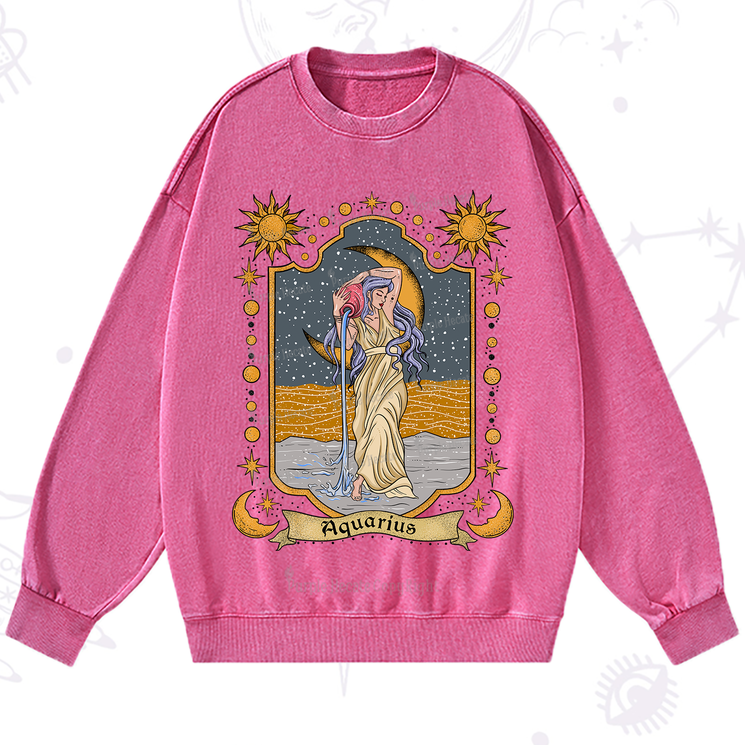 Purplehecate Aquarius Zodiac Washed Sweatshirt