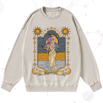 Purplehecate Aquarius Zodiac Washed Sweatshirt