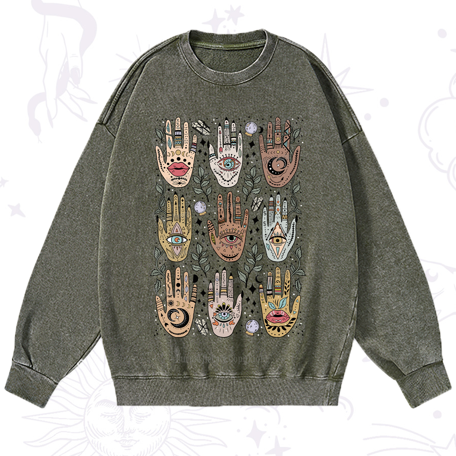 Purplehecate Helping Hands Washed Sweatshirt