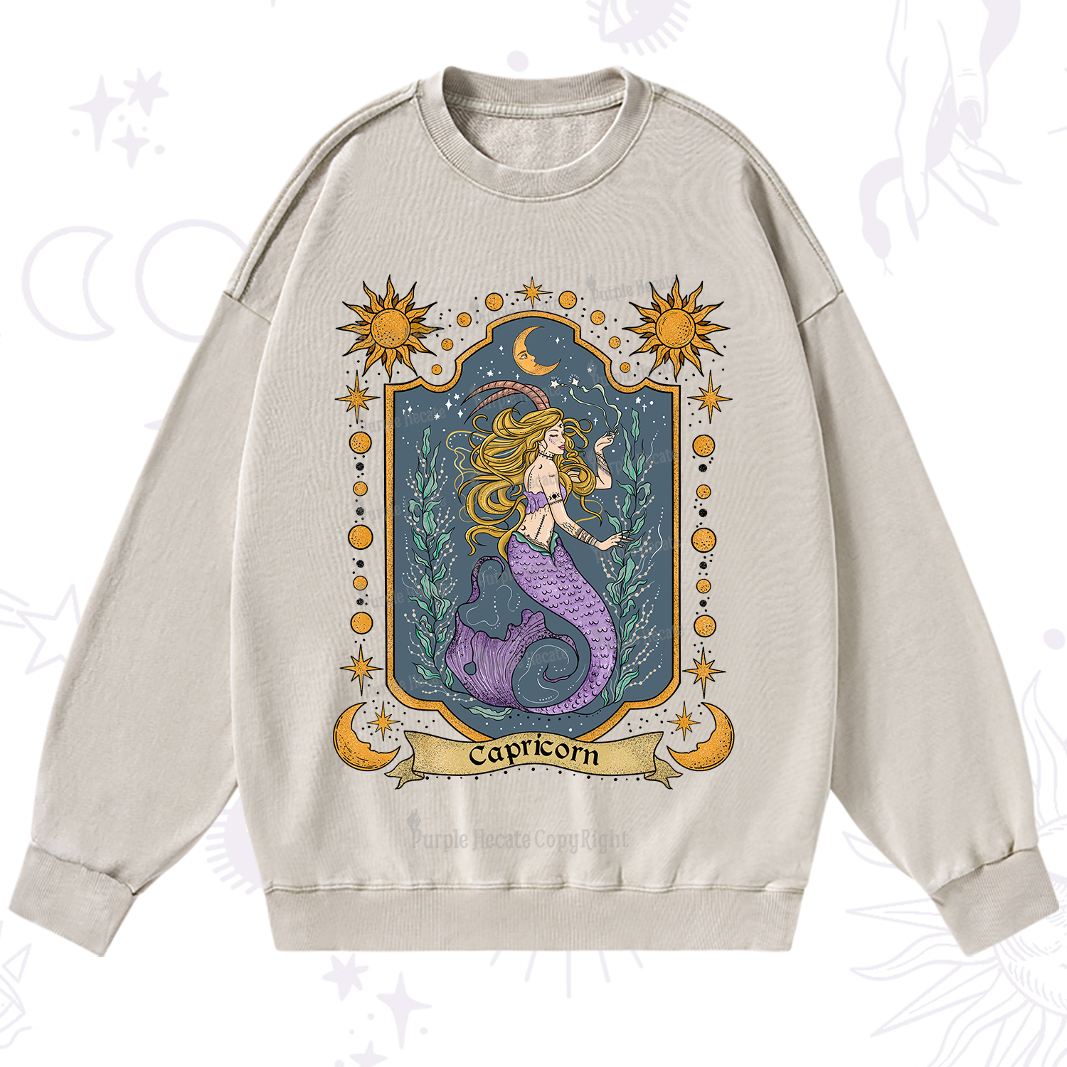 Purplehecate Capricorn Zodiac Washed Sweatshirt