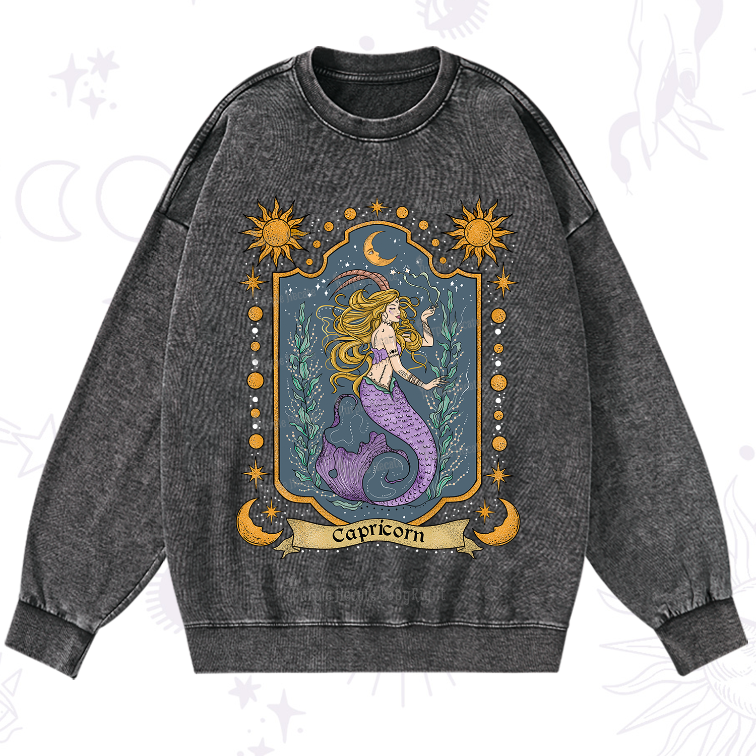 Purplehecate Capricorn Zodiac Washed Sweatshirt