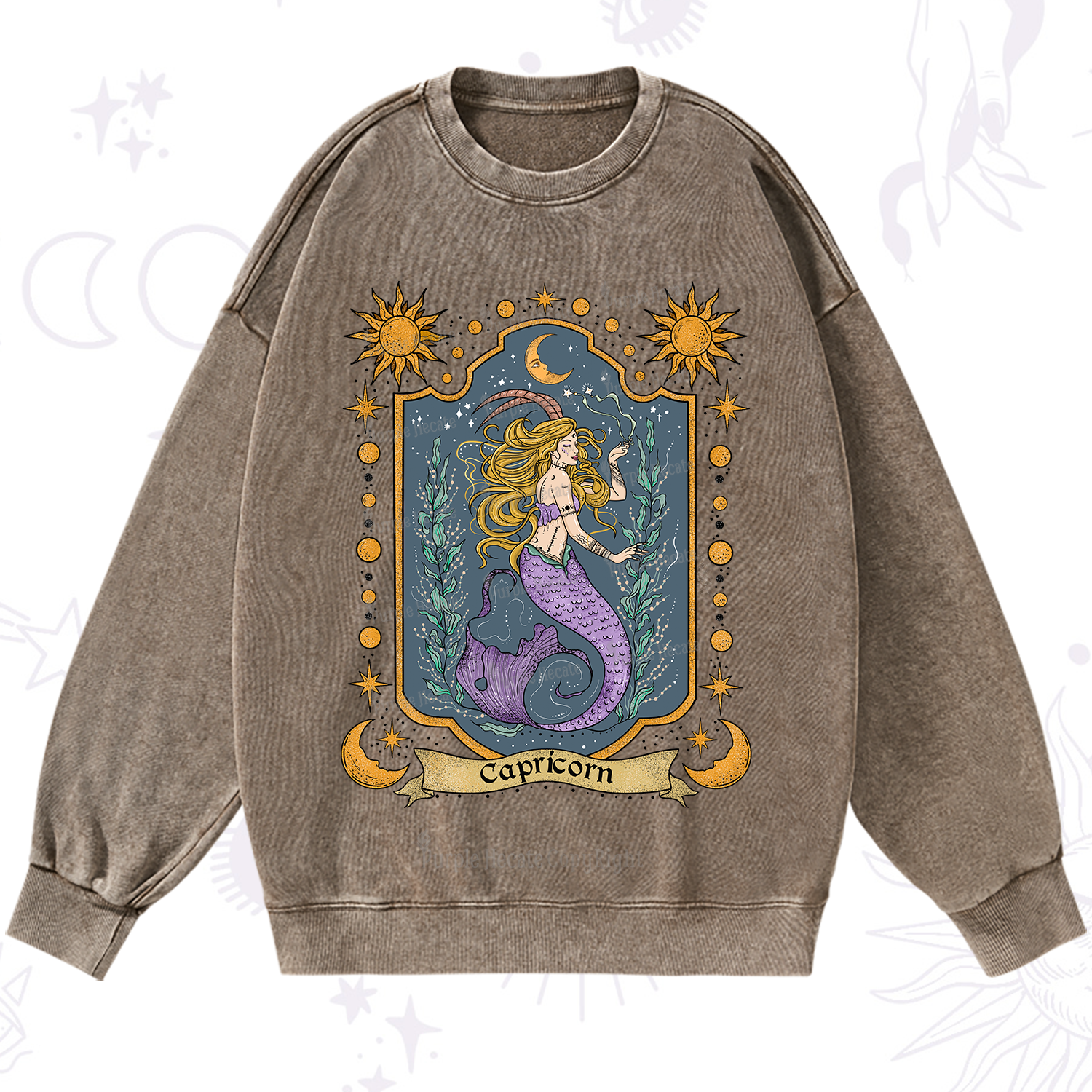 Purplehecate Capricorn Zodiac Washed Sweatshirt