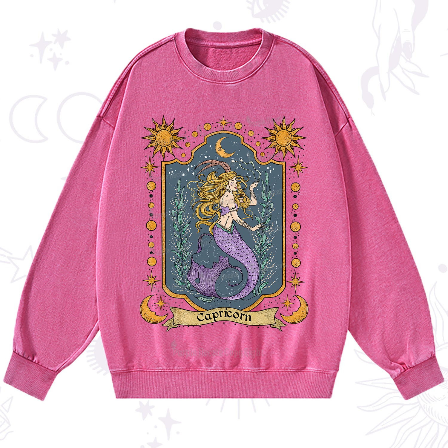Purplehecate Capricorn Zodiac Washed Sweatshirt