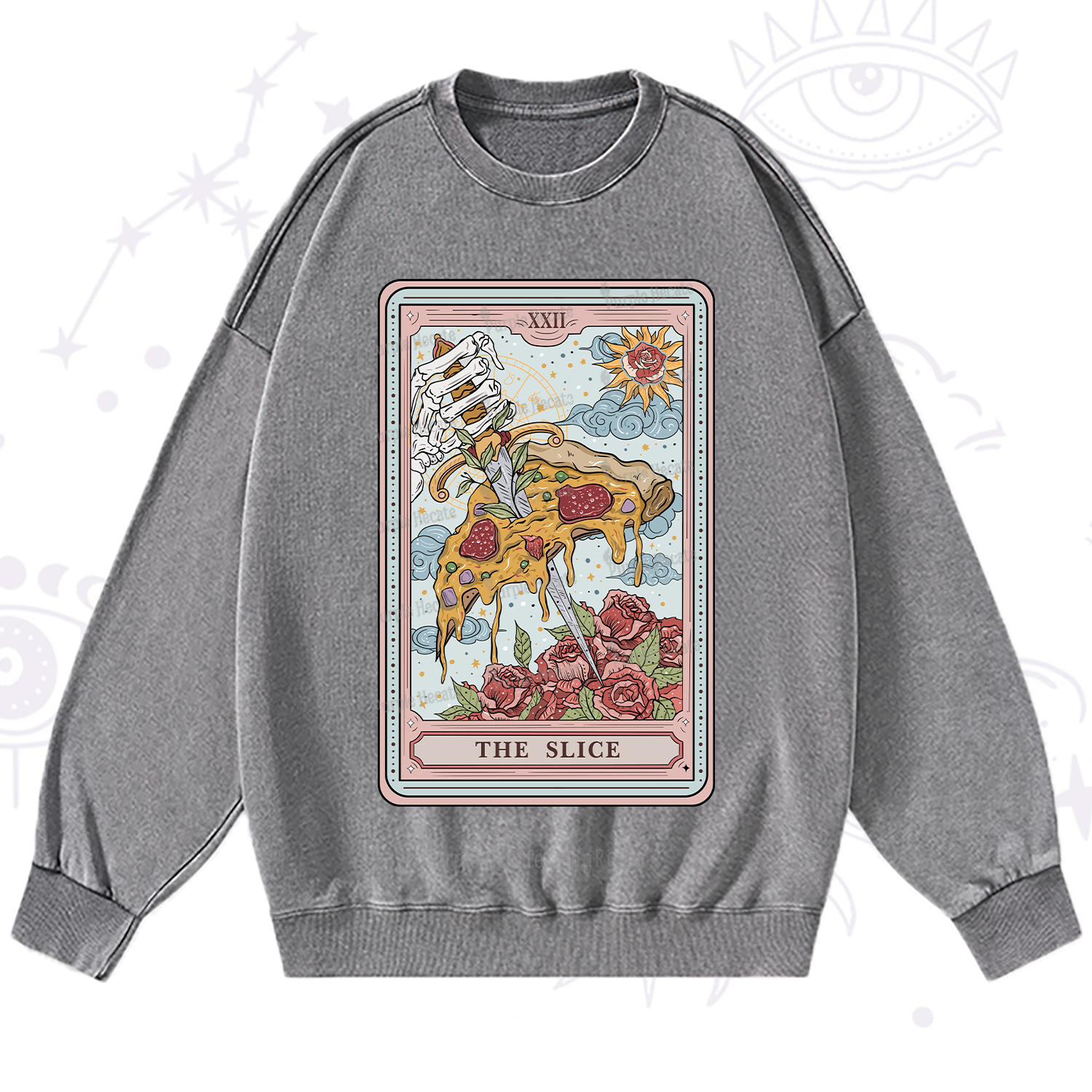 Purplehecate The Slice Tarot Washed Sweatshirt