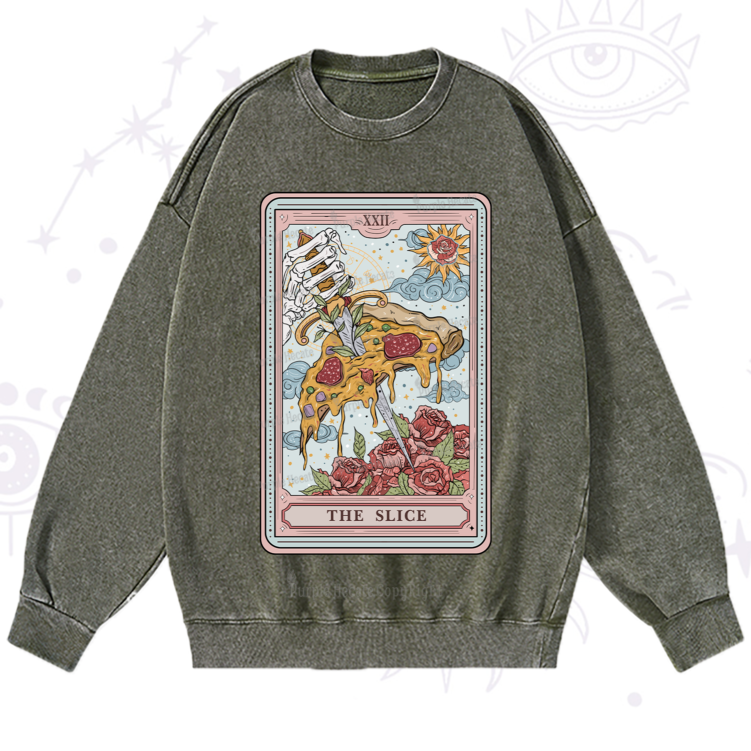 Purplehecate The Slice Tarot Washed Sweatshirt