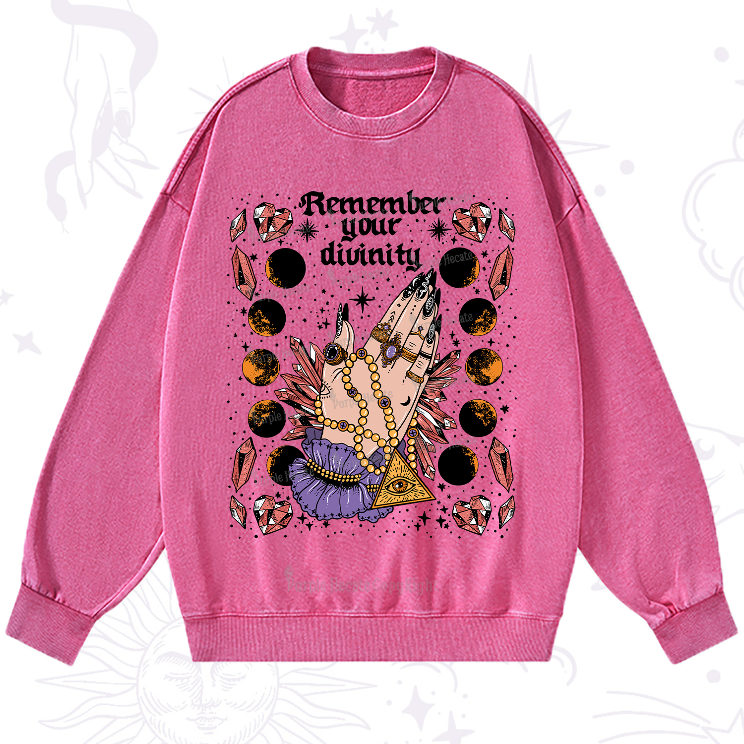 Purplehecate Remember Your Divinity Washed Sweatshirt
