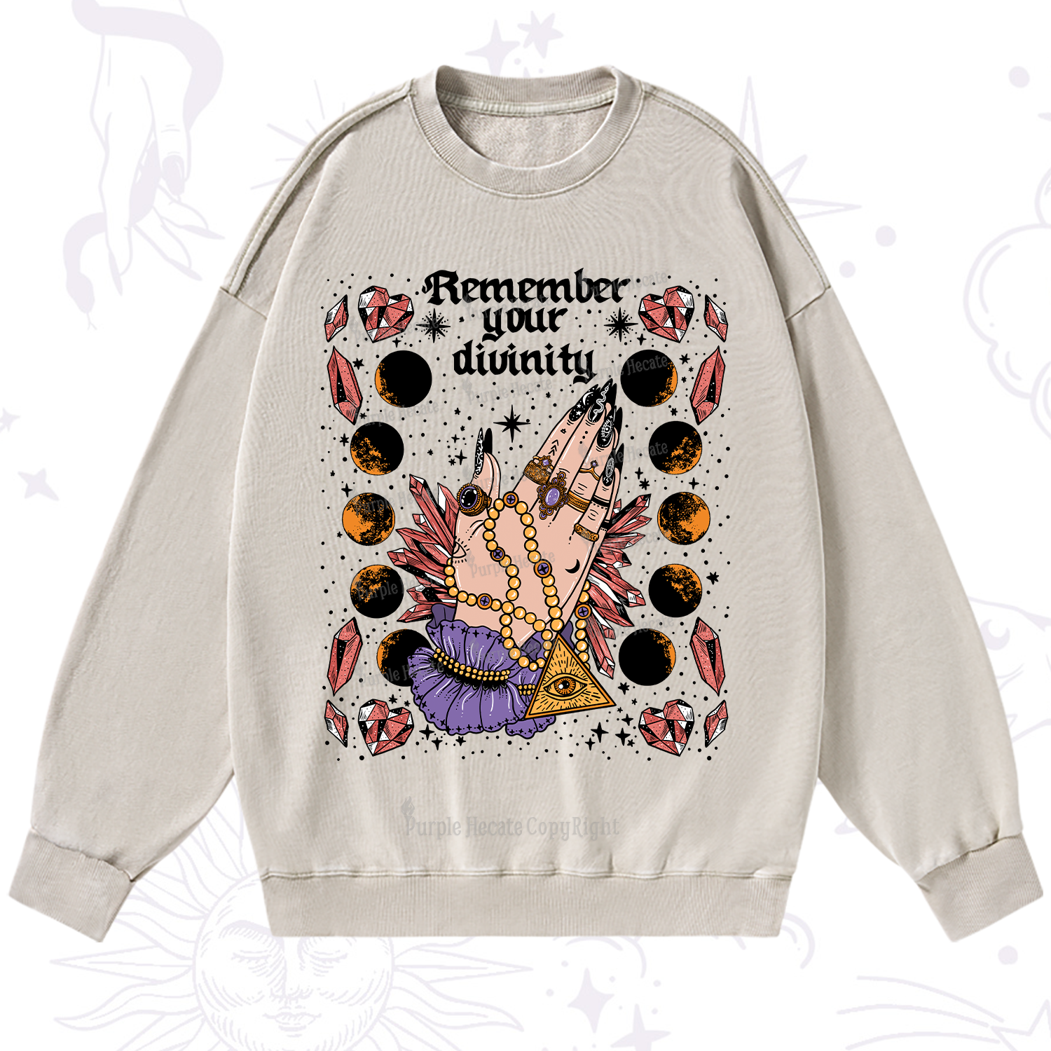 Purplehecate Remember Your Divinity Washed Sweatshirt
