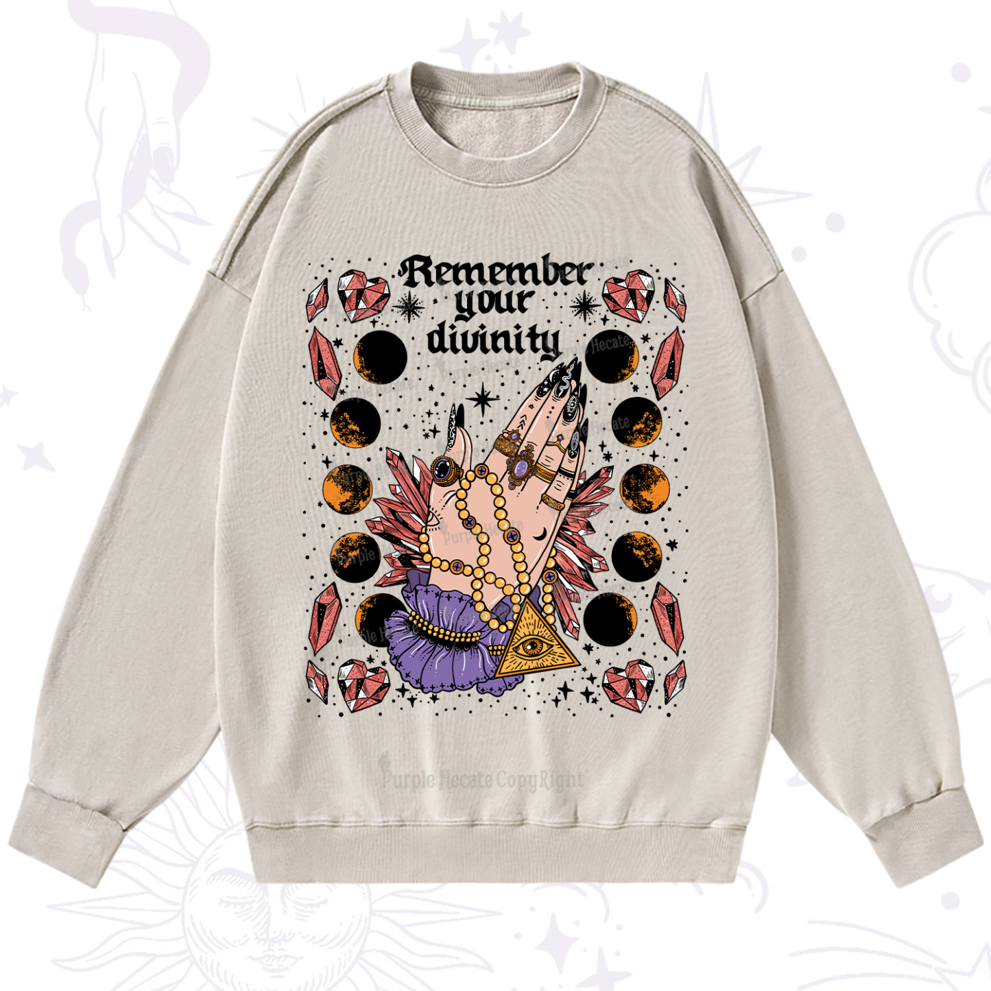Purplehecate Remember Your Divinity Washed Sweatshirt