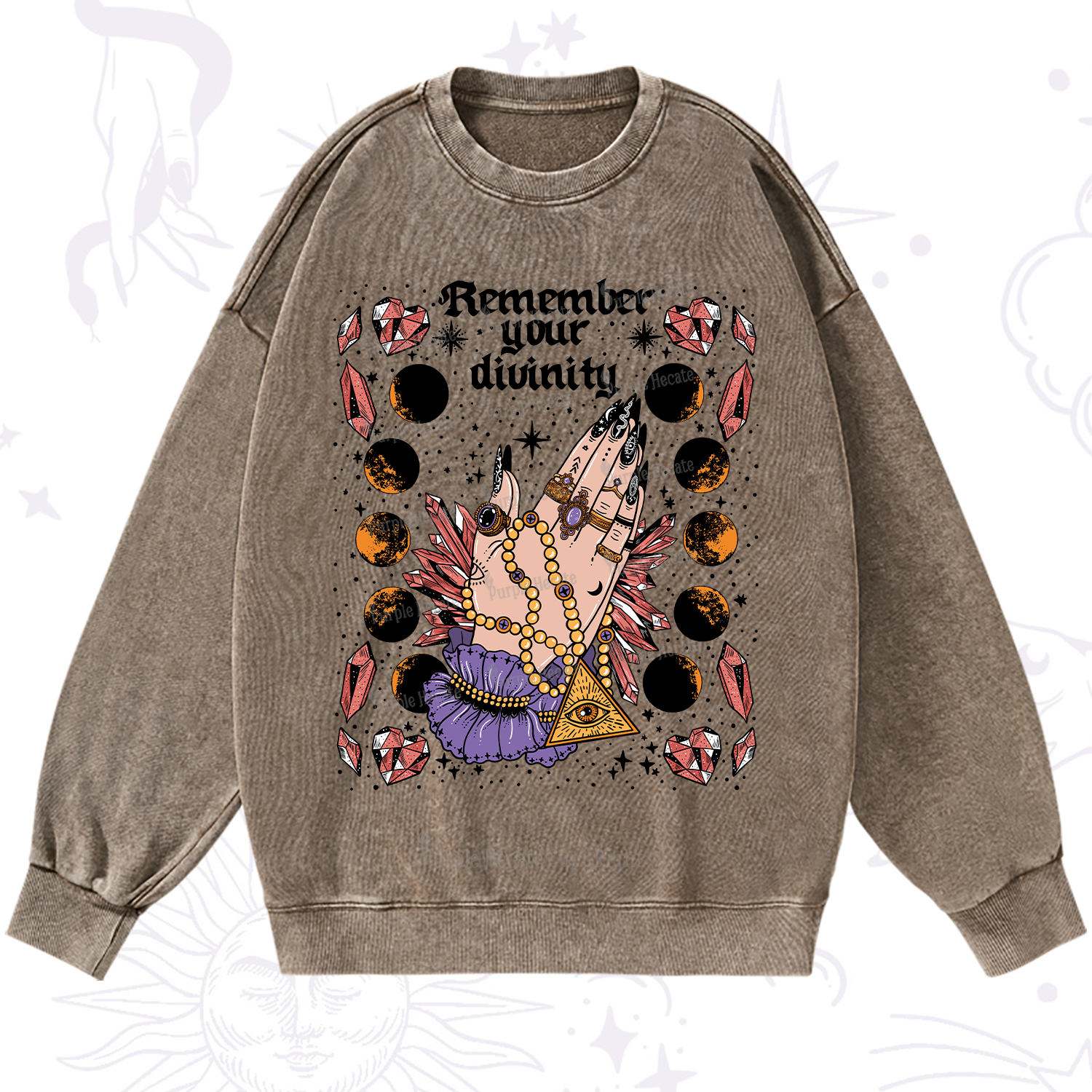 Purplehecate Remember Your Divinity Washed Sweatshirt