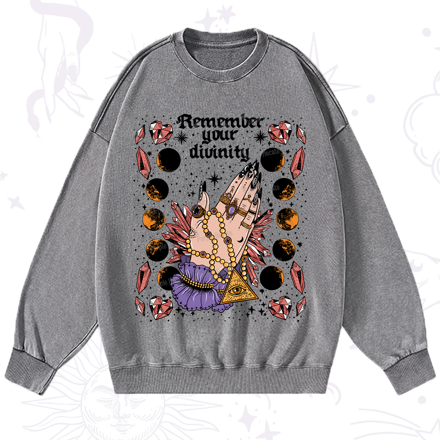 Purplehecate Remember Your Divinity Washed Sweatshirt