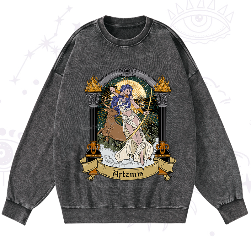 Purplehecate The Huntress Artemis Washed Sweatshirt