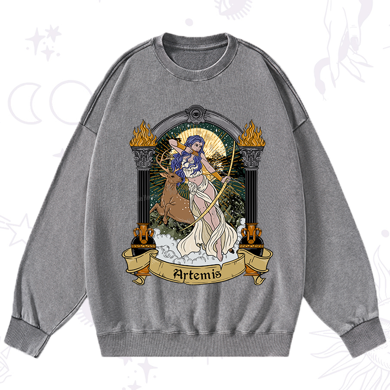 Purplehecate The Huntress Goddess Artemis Washed Sweatshirt