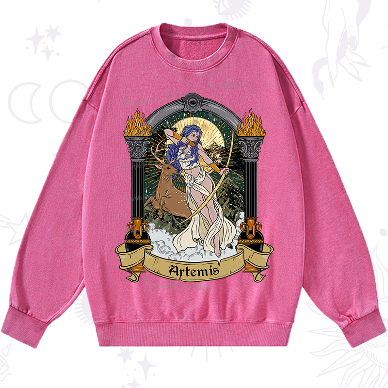 Purplehecate The Huntress Goddess Artemis Washed Sweatshirt