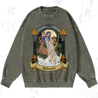 Purplehecate The Huntress Goddess Artemis Washed Sweatshirt