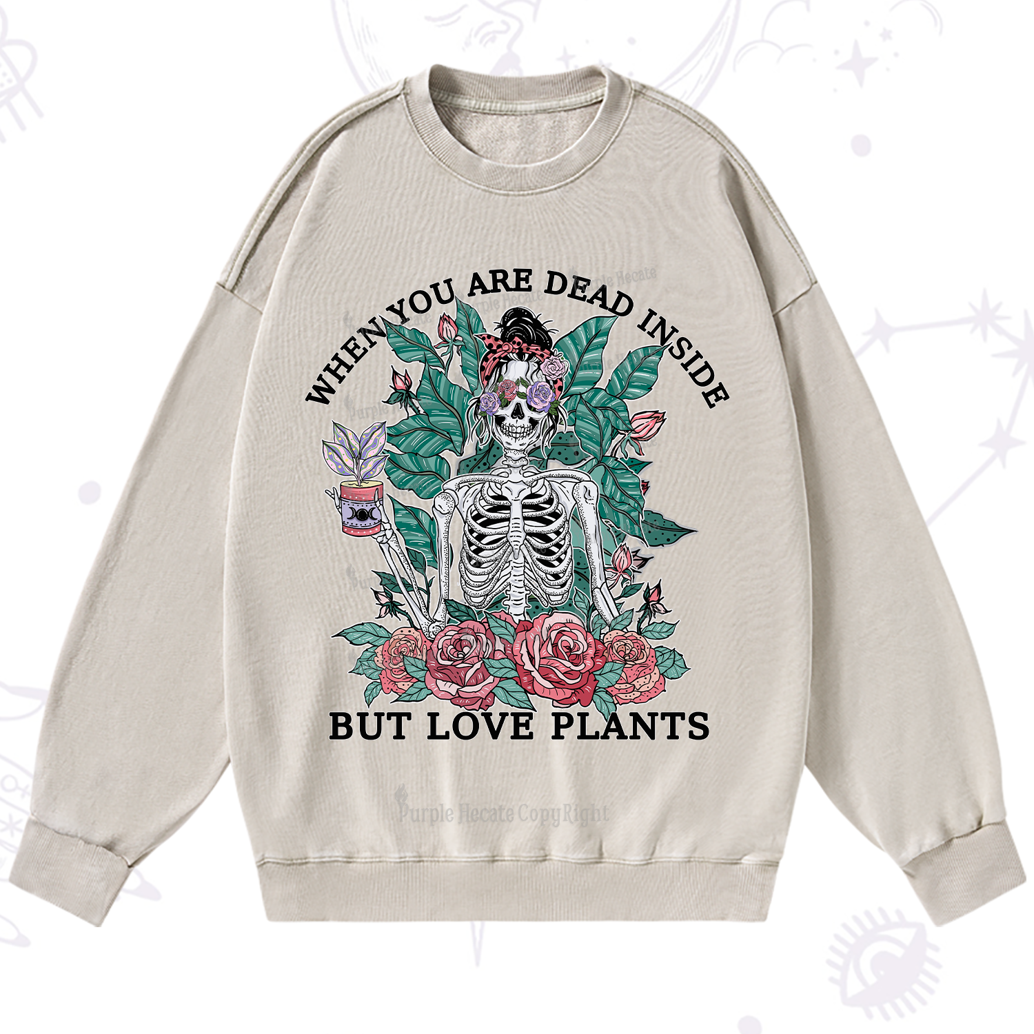 Purplehecate When You Dead Inside Washed Sweatshirt