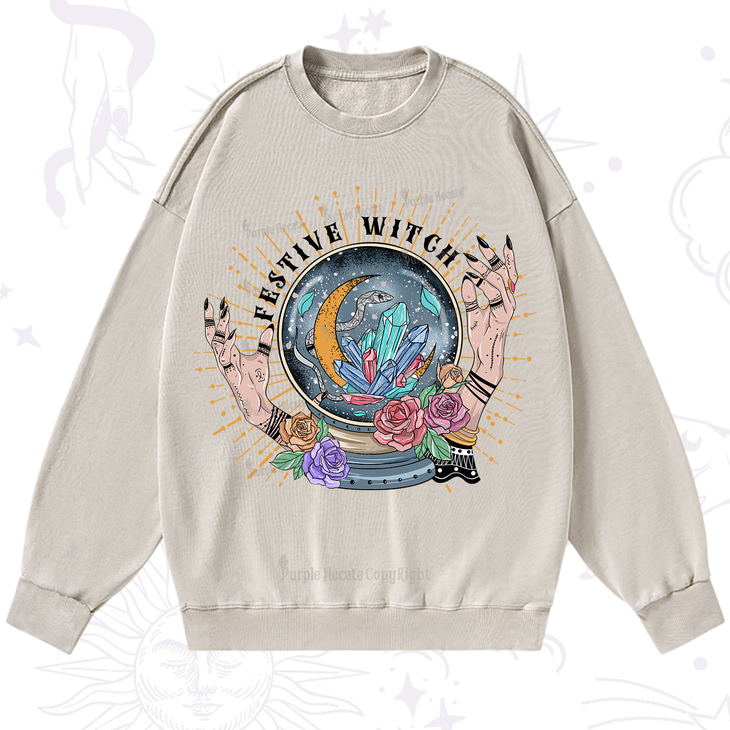 Purplehecate Festive Witche Washed Sweatshirt