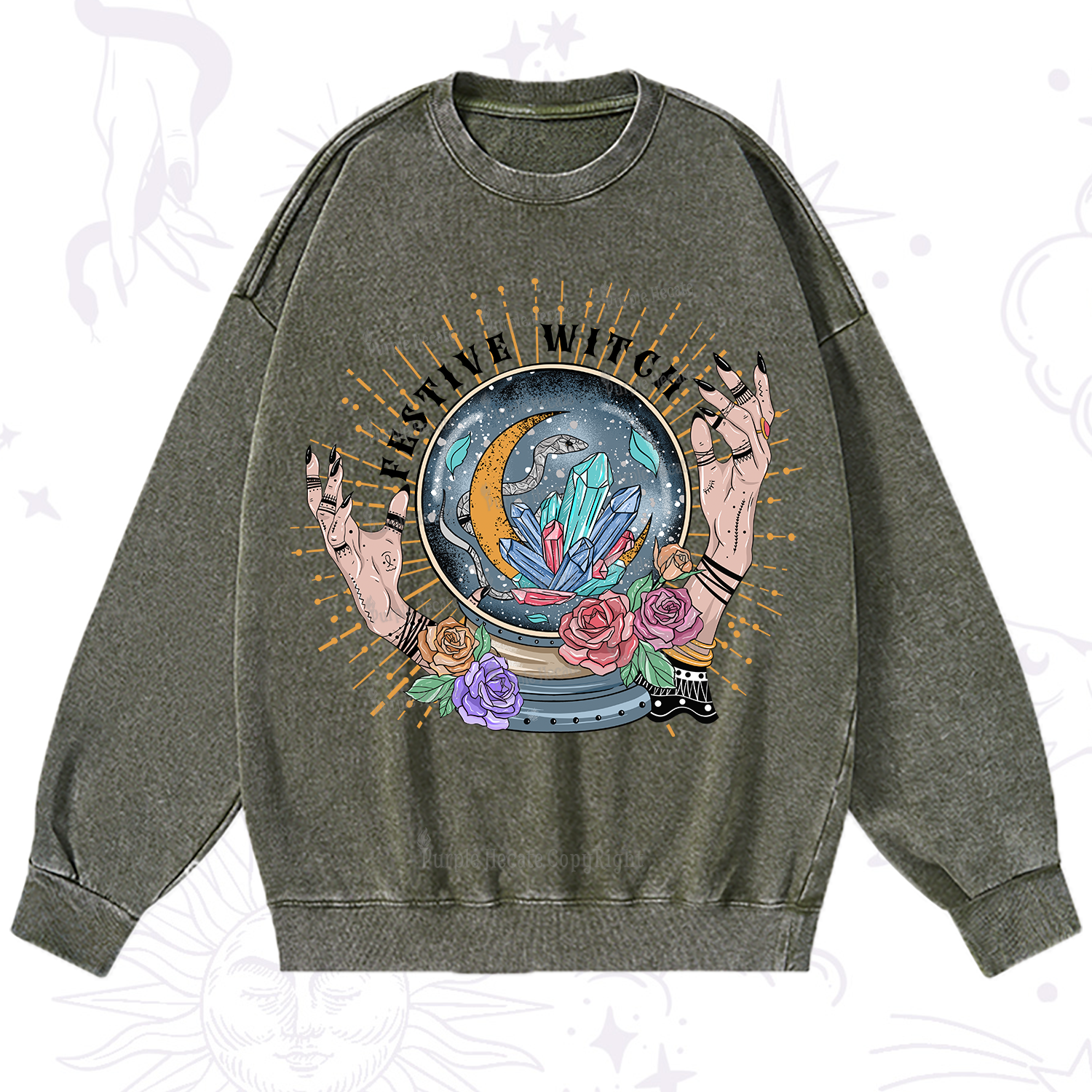 Purplehecate Festive Witche Washed Sweatshirt