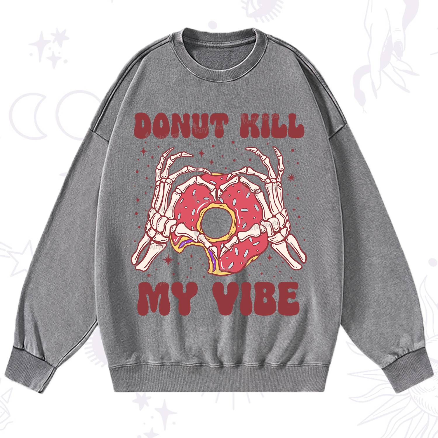 Purplehecate Donut Kill My Vibe Washed Sweatshirt