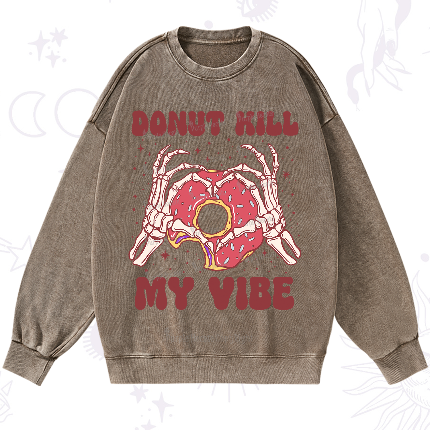 Purplehecate Donut Kill My Vibe Washed Sweatshirt