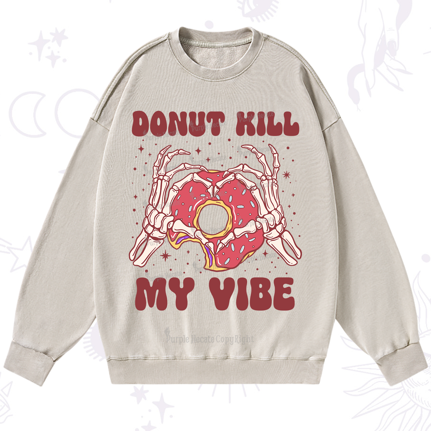 Purplehecate Donut Kill My Vibe Washed Sweatshirt