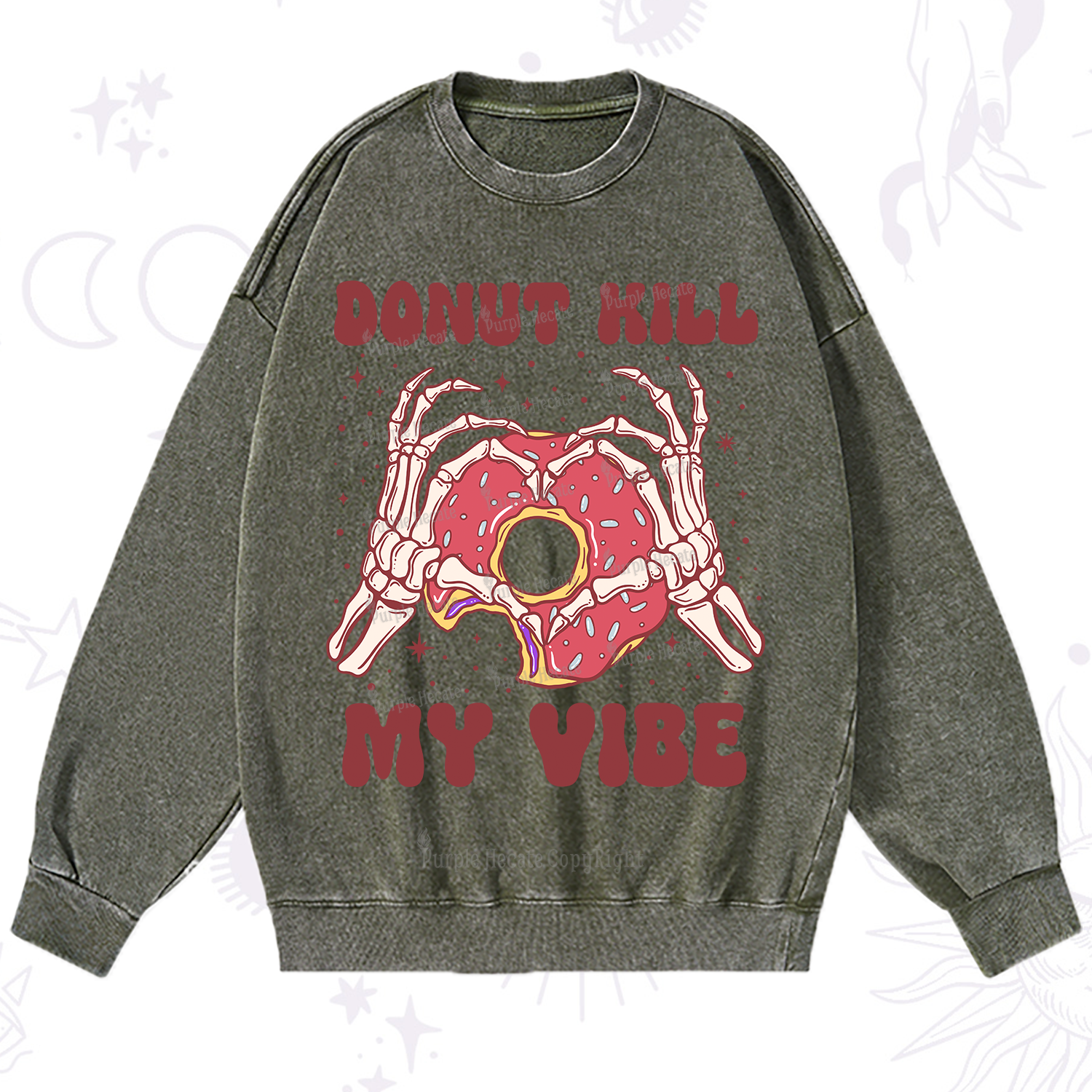 Purplehecate Donut Kill My Vibe Washed Sweatshirt