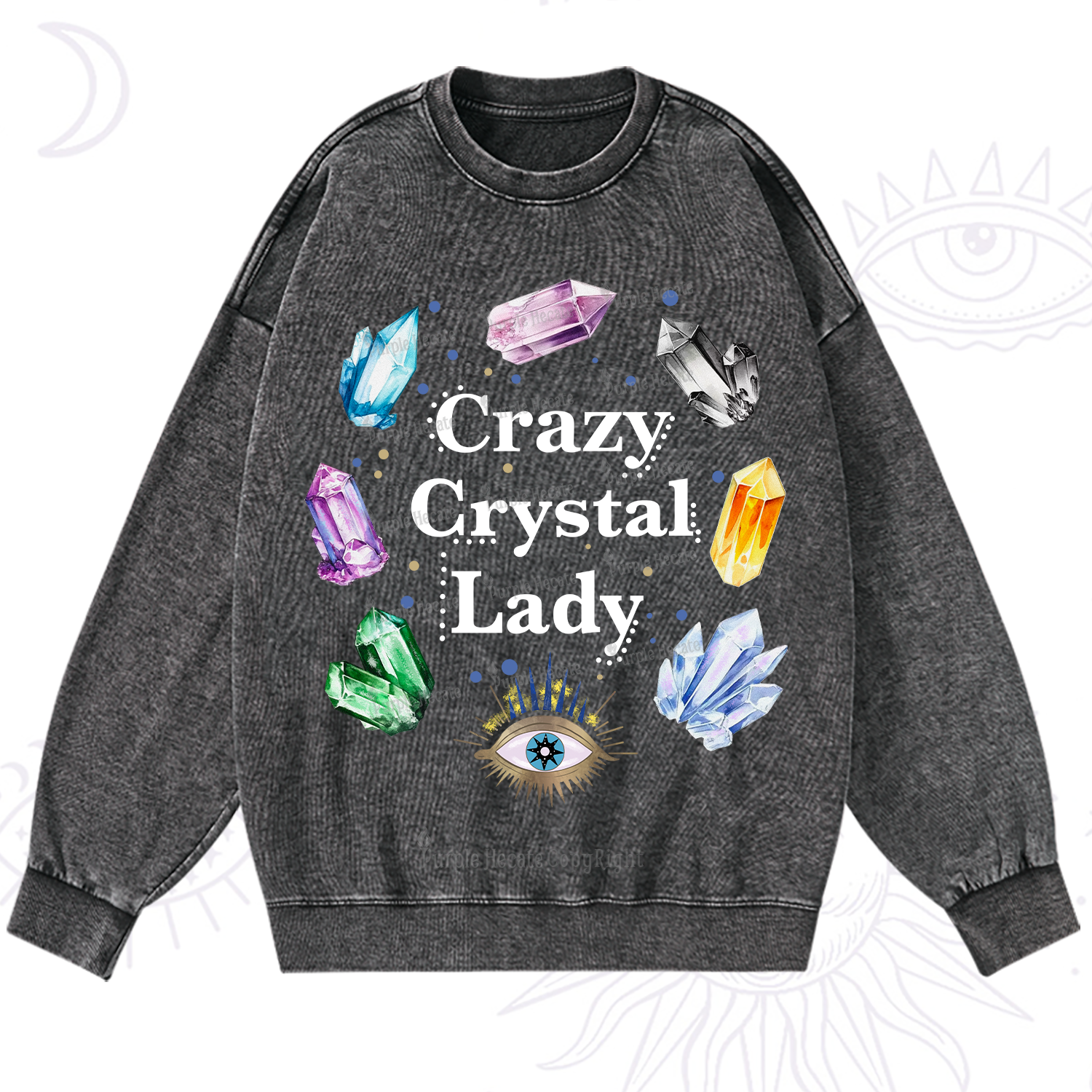 Purplehecate Crazy Crystal Lady Washed Sweatshirt